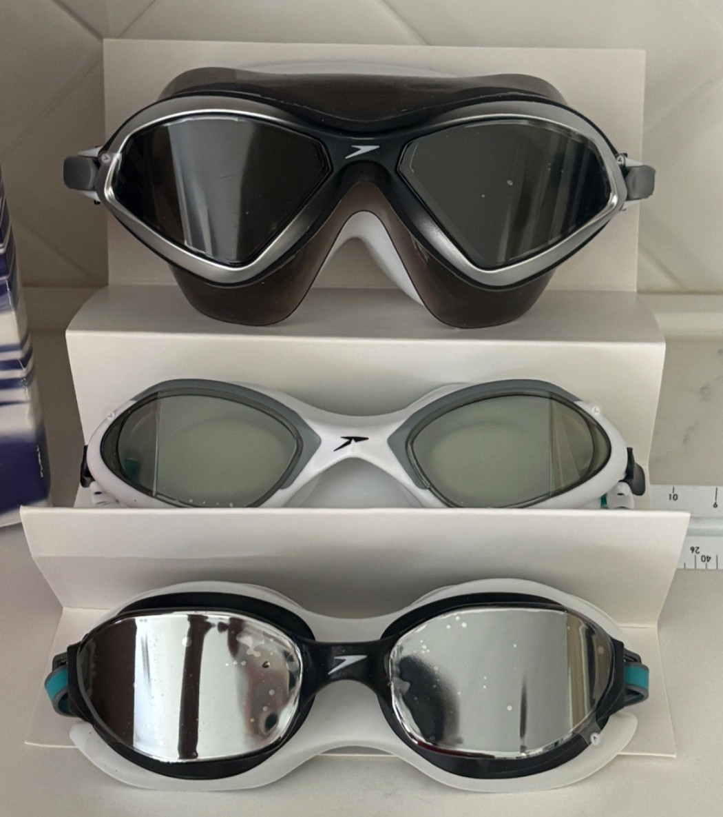 Speedo Adult Swim Goggles 3 Pack~Black/Silver~NEW