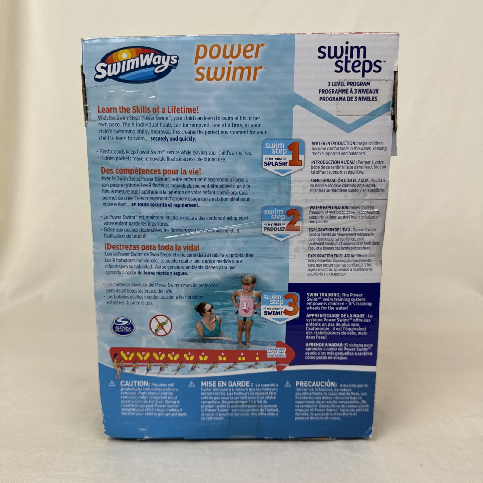 SWIMWAYS POWER SWIMMER 3-6 years 35-55 LBS SZ Medium Swim Step 3 Aid Float Vest