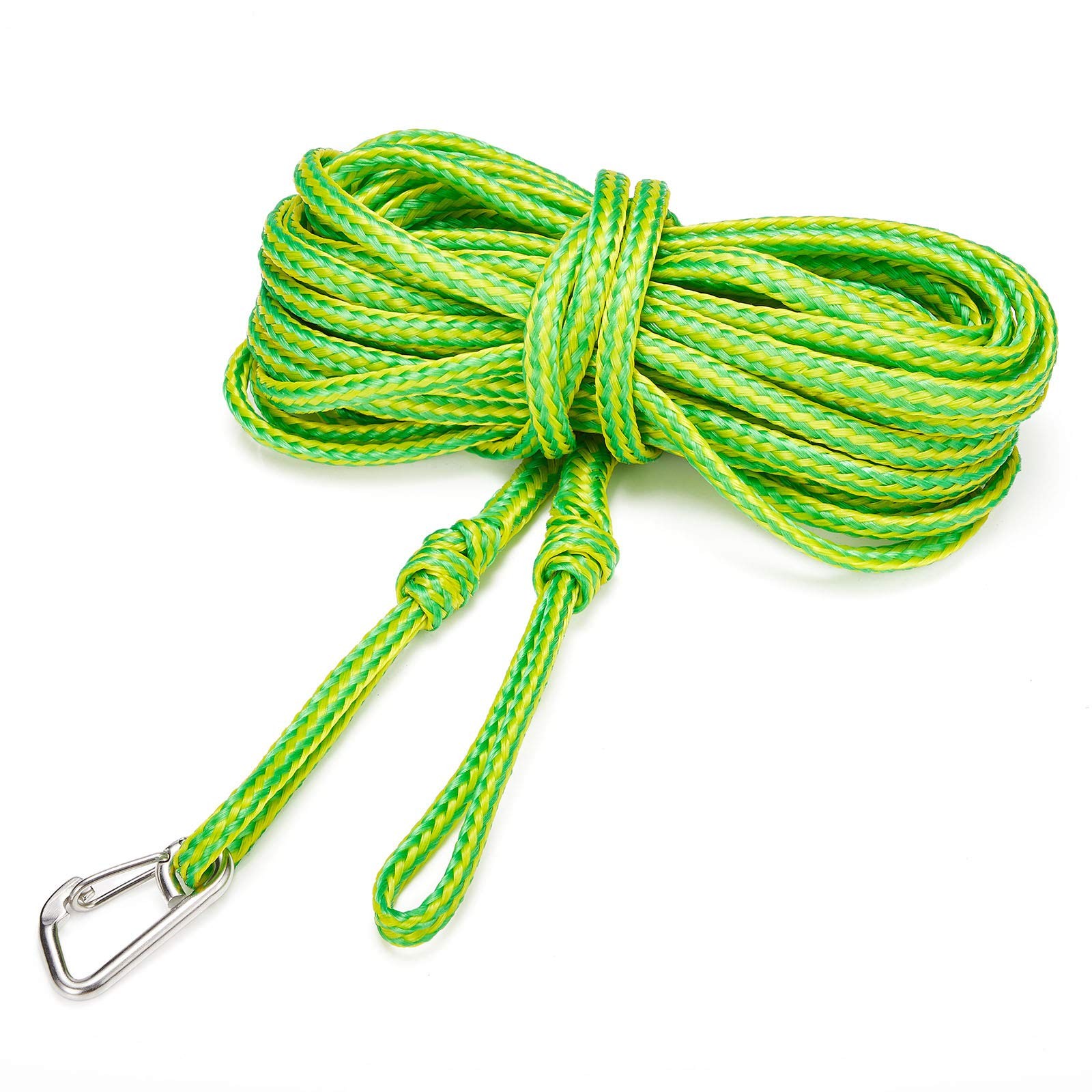 Kayak Tow Rope with Clip, Boat Dock Line 316 Stainless Steel 1/4″ x 50′