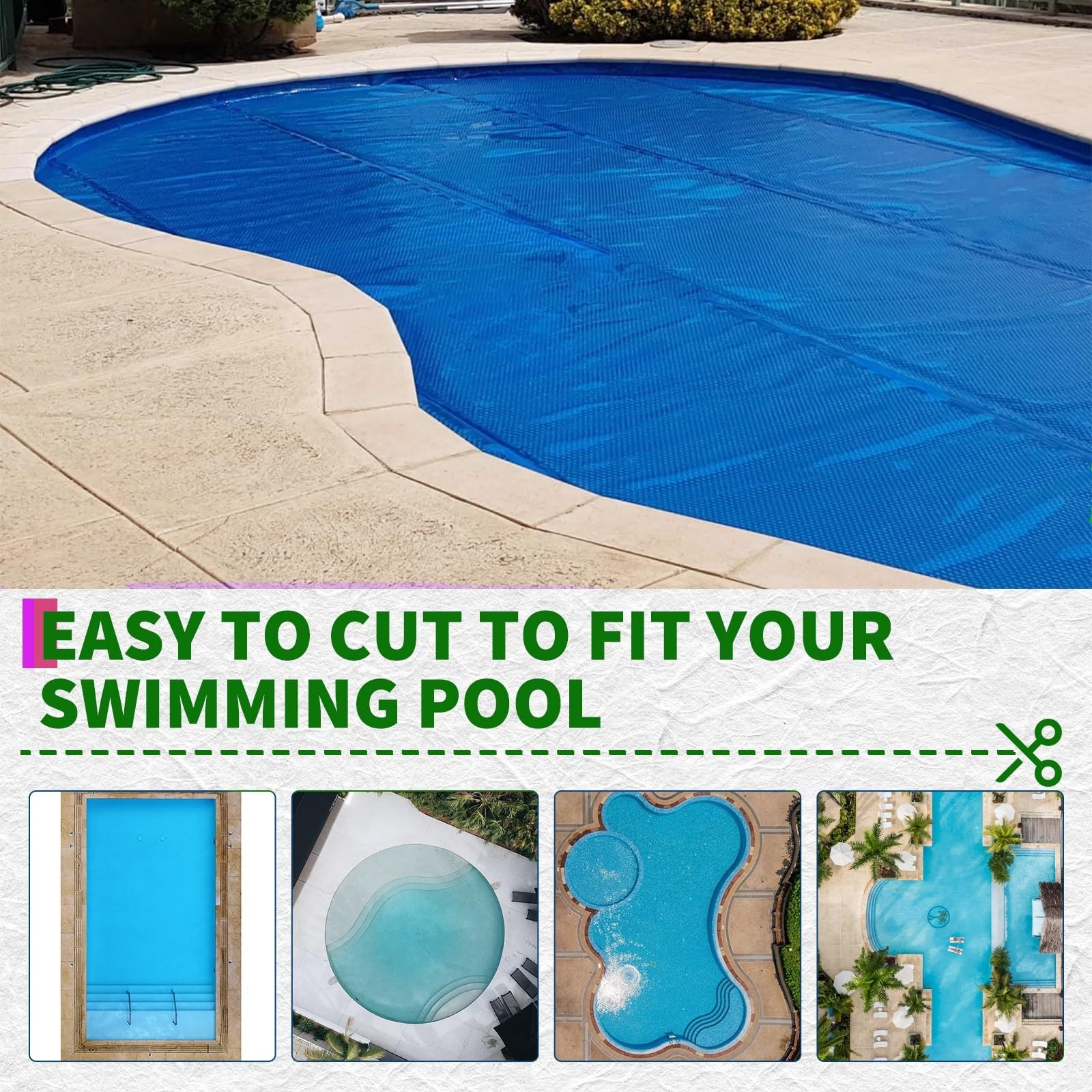 12×24 FT Solar Pool Cover,16 Mil Rectangle Solar Blanket for Inground and Abo…