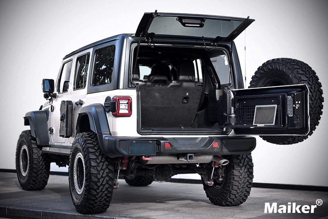 Tailgate Table for Jeep Wrangler JK JL, Folding 2-Tier Cargo Rack Molle Panel