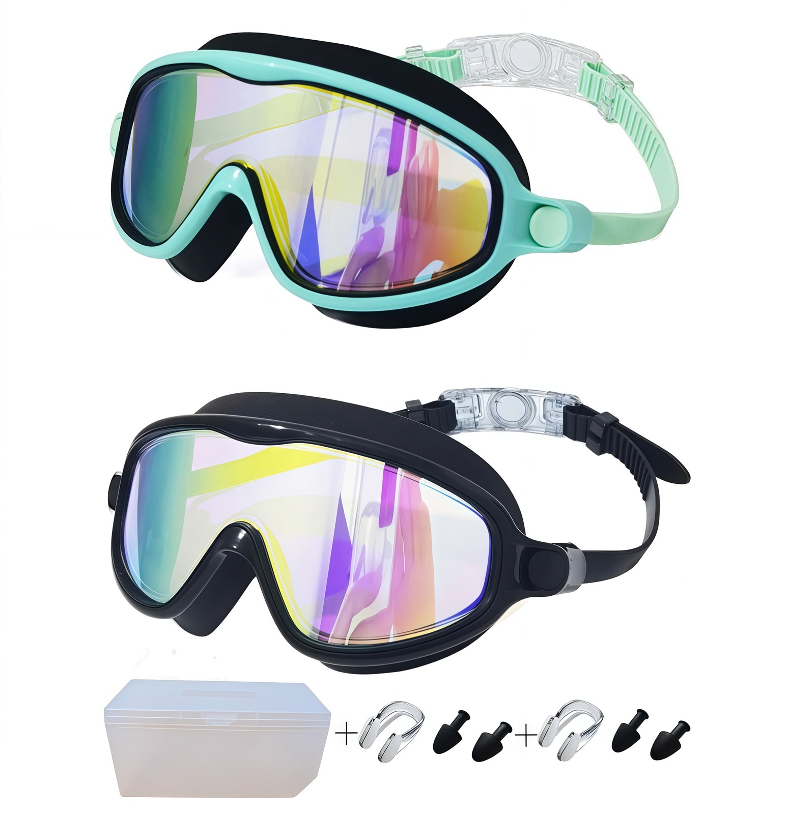 3-14 Years Kids Swimming Goggles 2 Pack Wide View Anti-Fog UV Protective