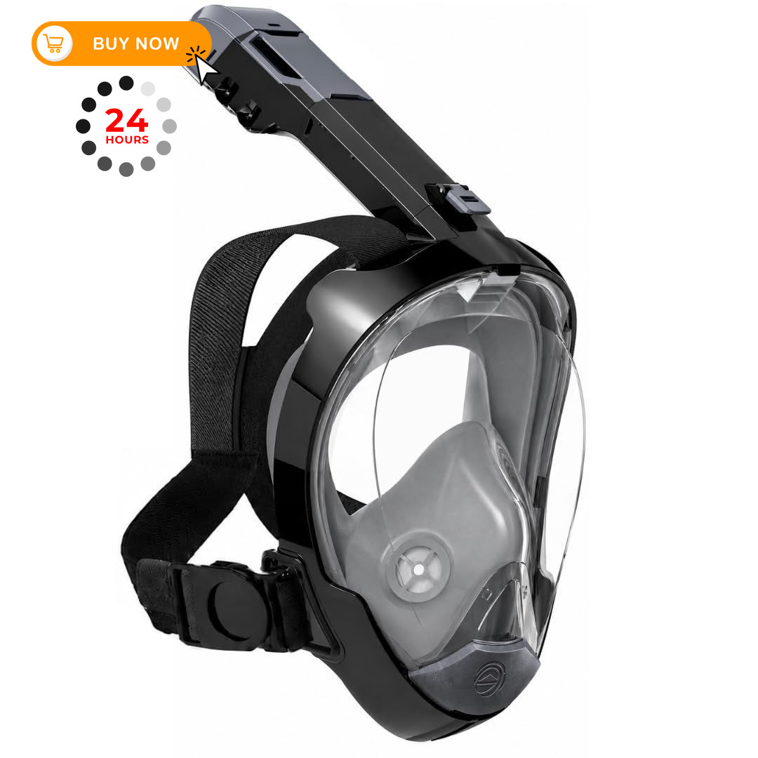 Seaview 180 Sport Full Face Snorkel Mask Adults, 180 Small-Medium, Stealth