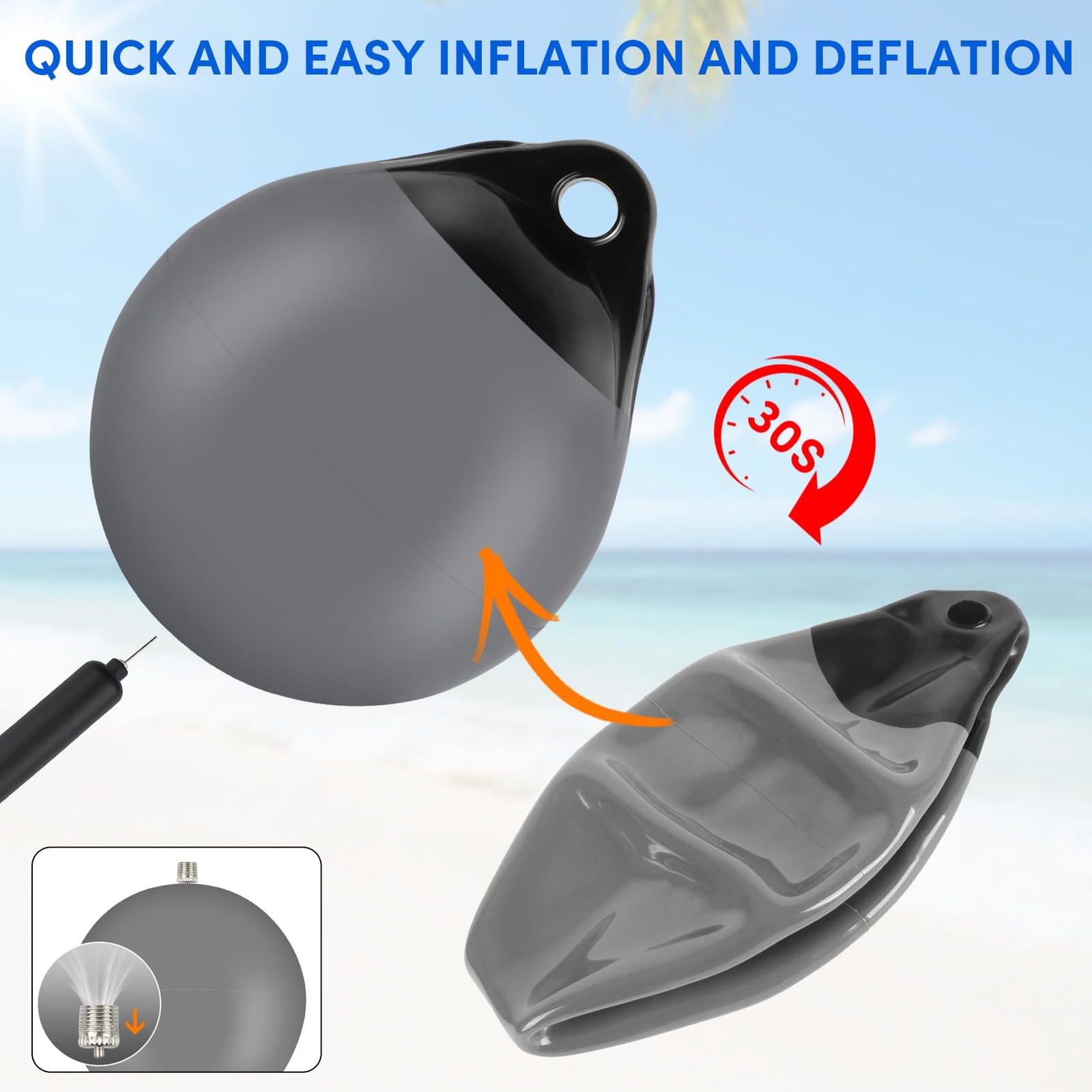 VEITHI 2 Pack 15 x 18 in Grey Mooring Buoy Boat 15 inch, 2