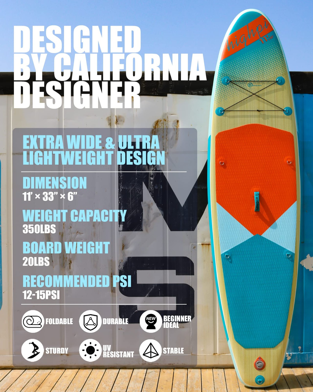 11ft Inflatable Stand Up Paddle Board for Youth and Adults – Wide Sup with Pr…