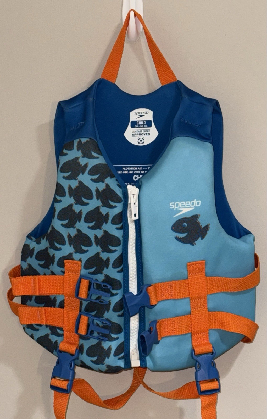 Speedo Child 30-50 Pounds PFD Adjustable Life Vest Jacket Coast Guard Approved
