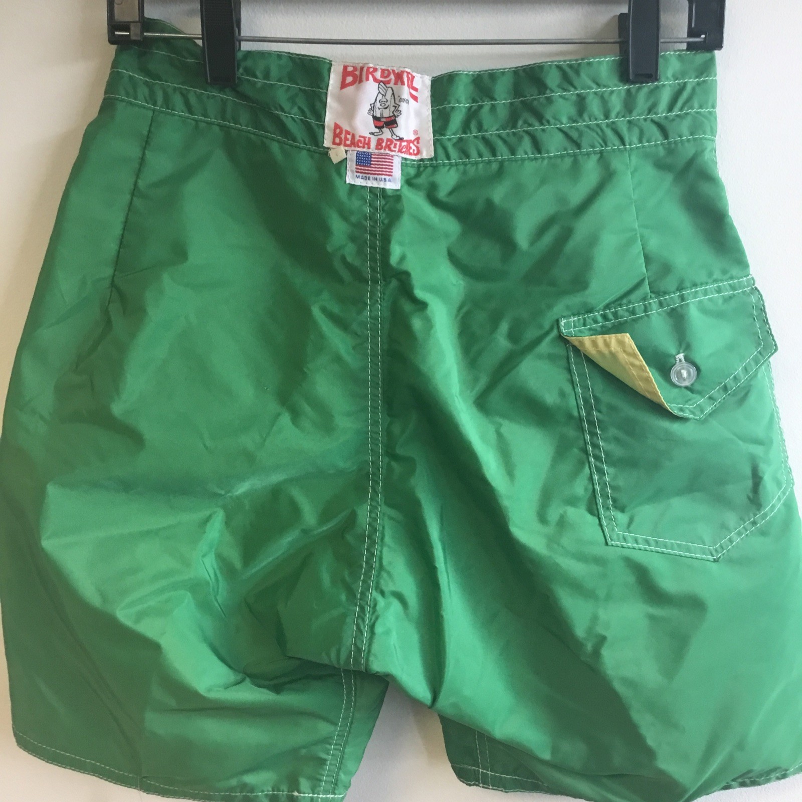 Vintage Green Bird well Shorts Surf Surfing 14.5” Hip To Hip, 19”Waist To Bottom