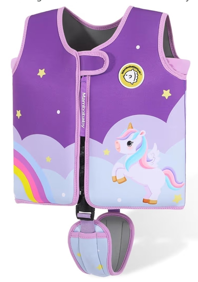 New MamboBaby Kids Swim Vest w/ Built In Detachable Buoyancy Boards, 4-5 Years,