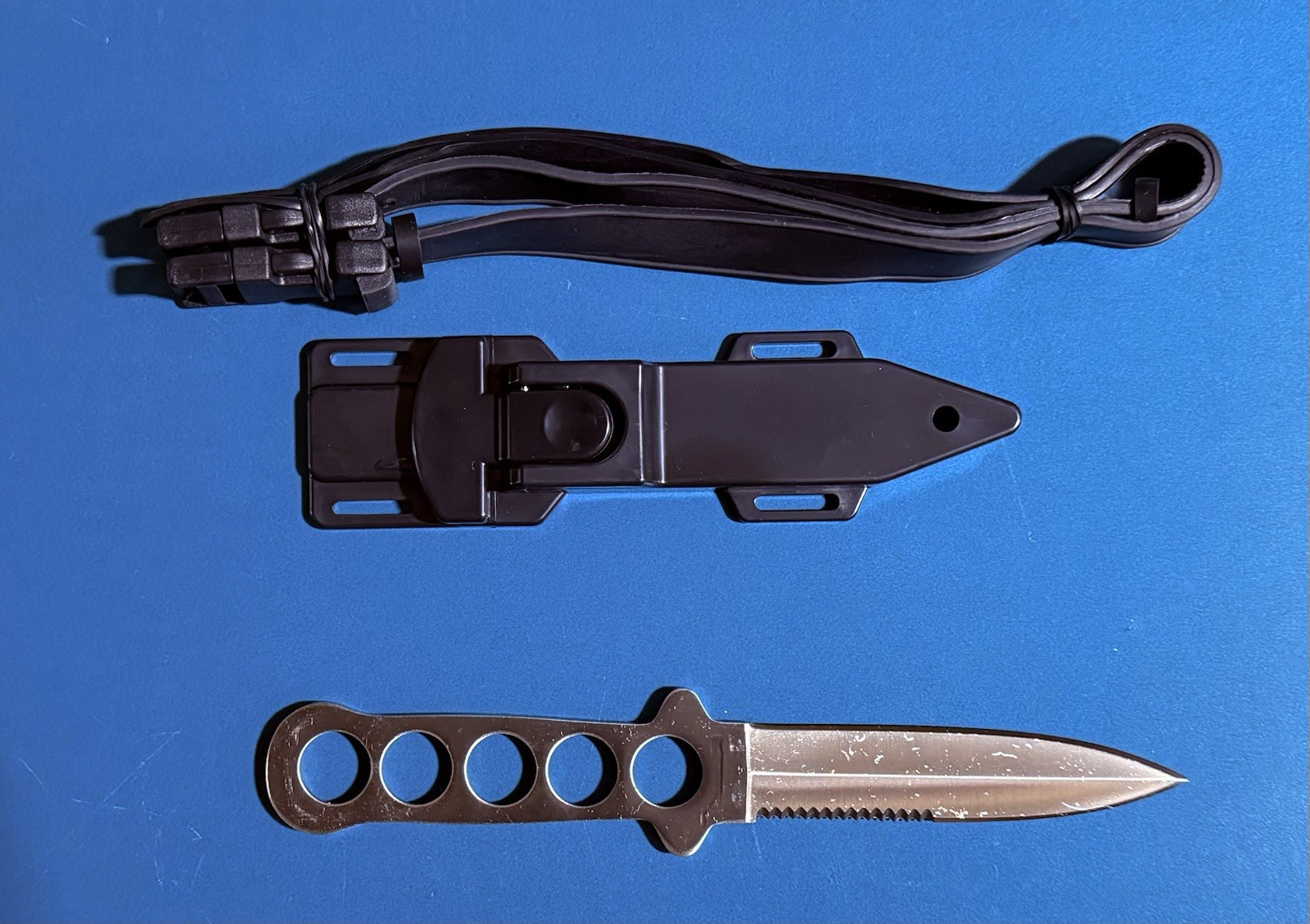 Stainless Steel Skeleton Knife with Case and Rubber Leg Straps New! Not packaged