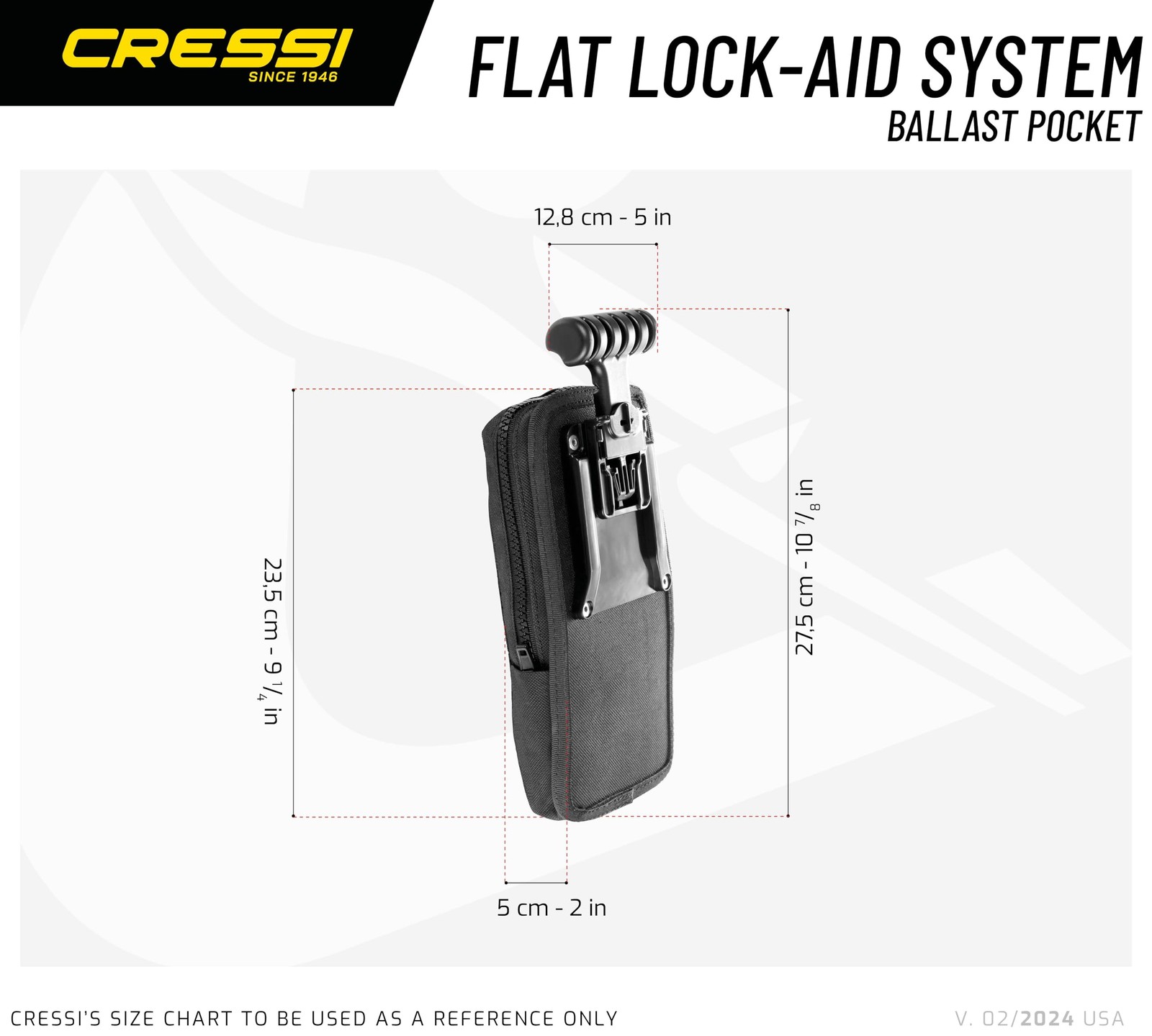 Cressi Flat Lock Aid System Weight Pocket 10 lb, Black, Flat Lock Aid System …