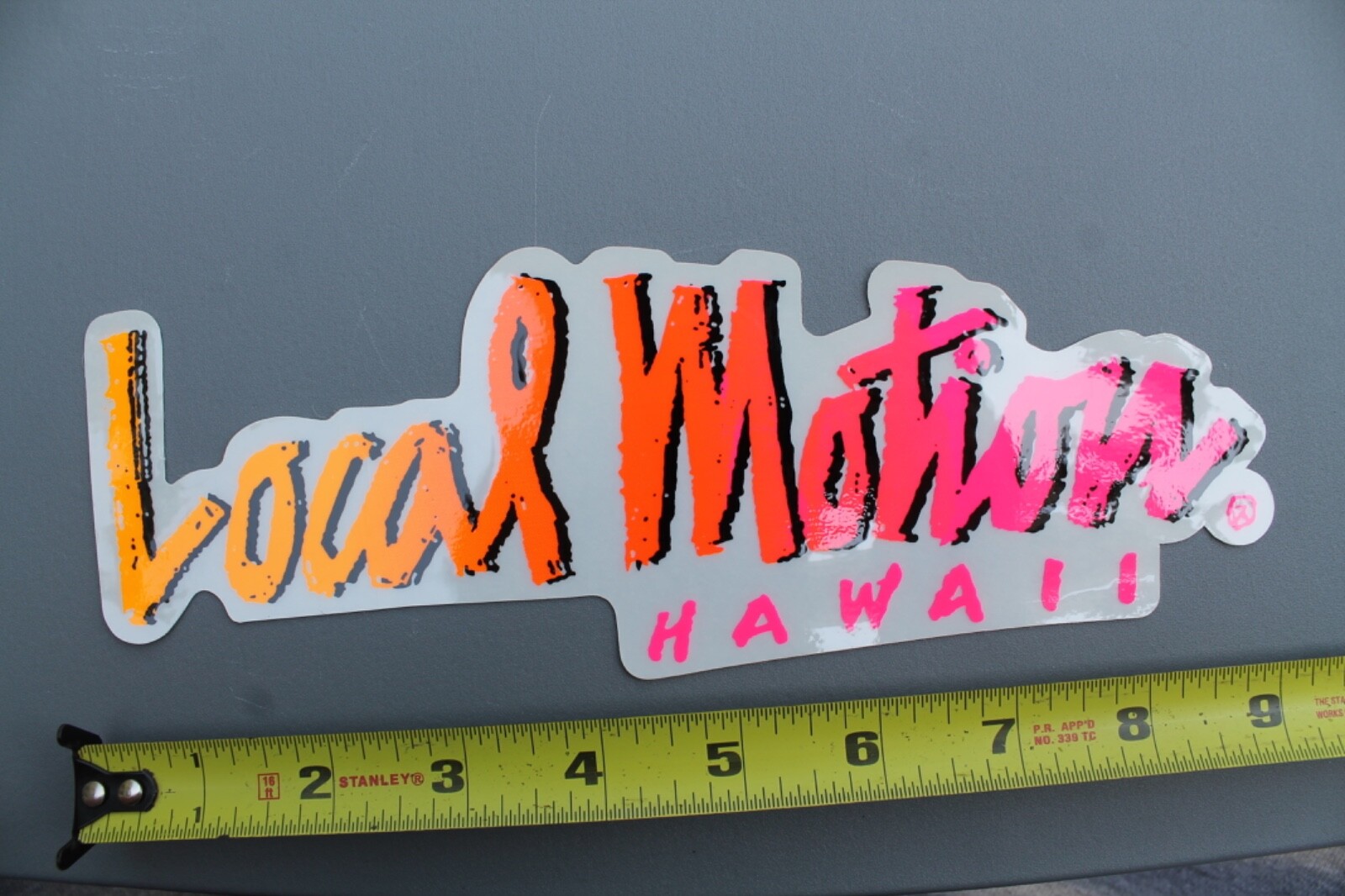 LOCAL MOTION Hawaii Clear Neon Orange Pink Fade 80’s Vintage Surfing STICKER