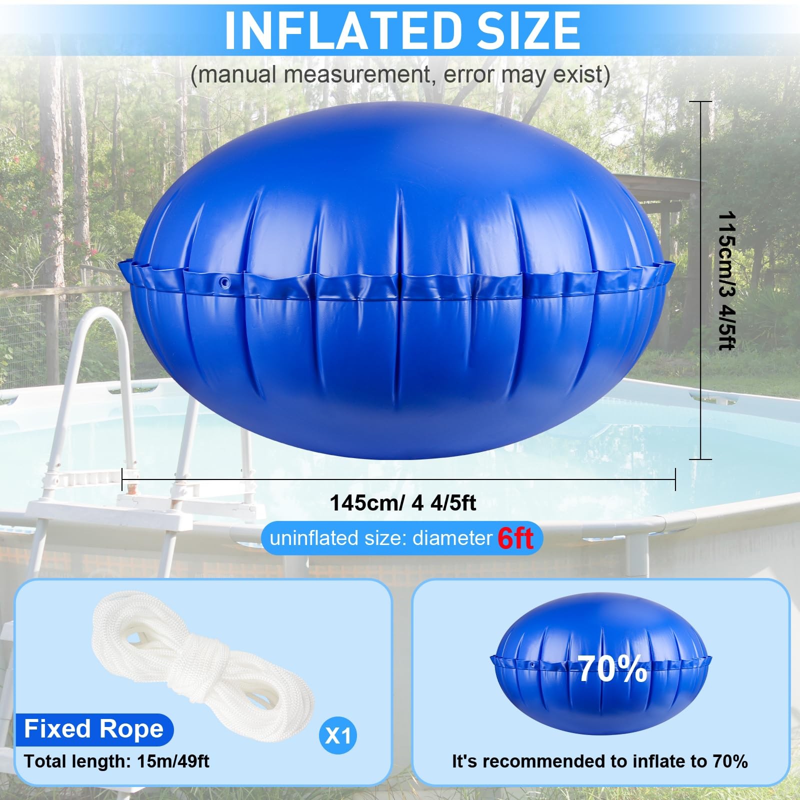 6′ x 6′ Pool Pillows for Above Ground Pools, Ultra-Thick Cold-Resistant Pool …