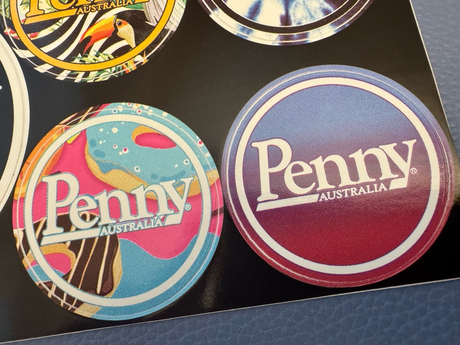 PENNY AUSTRALIA Glossy 6 Vinyl STICKER Sheet Skateboard Colorful Ephemera