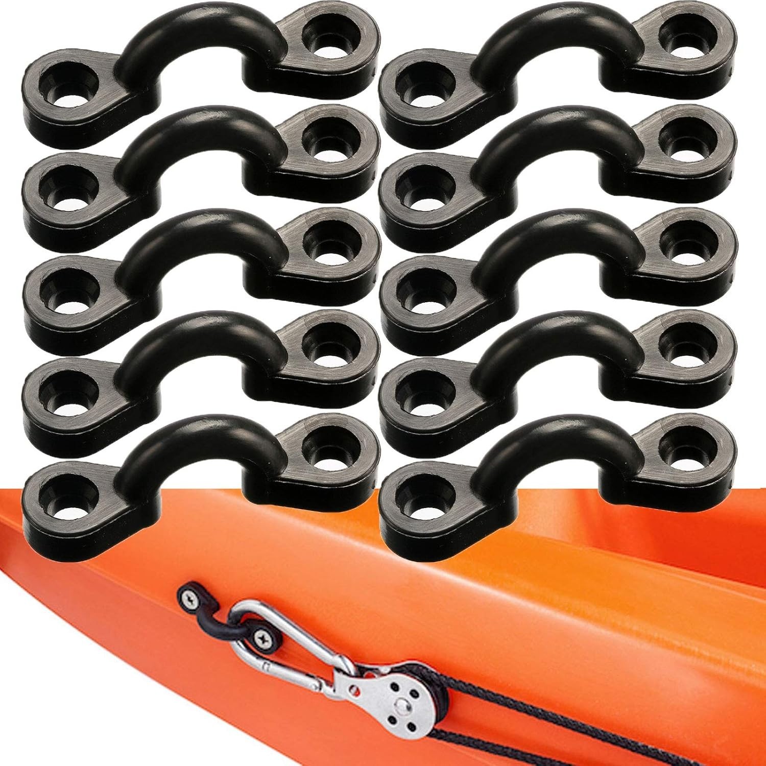 10PCS Nylon Pad Eye Kit with 20 Stainless Steel Screws for Kayak Rigging