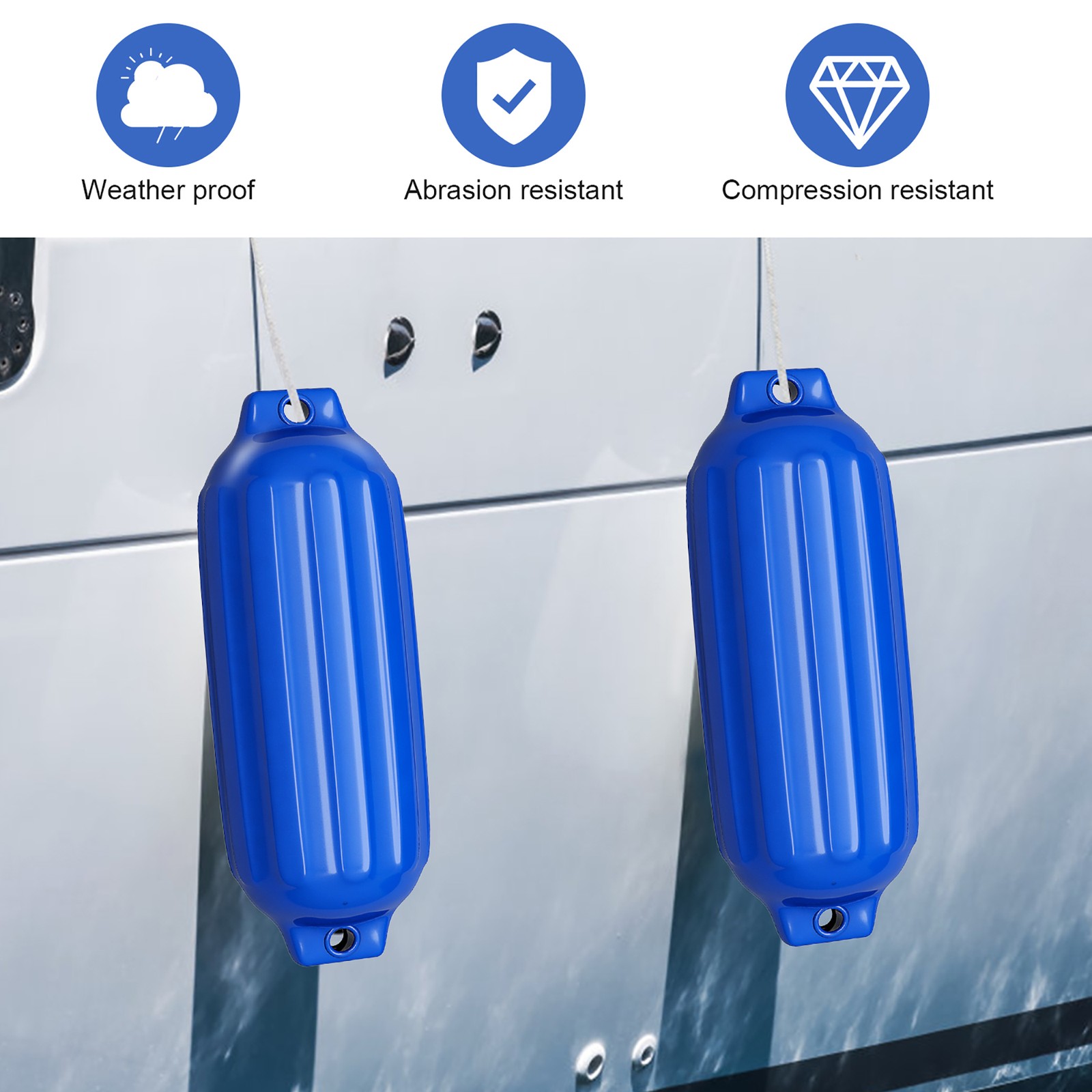 Pack of 4 23″ Boat Fenders Marine Bumper Hand Inflatable Blue