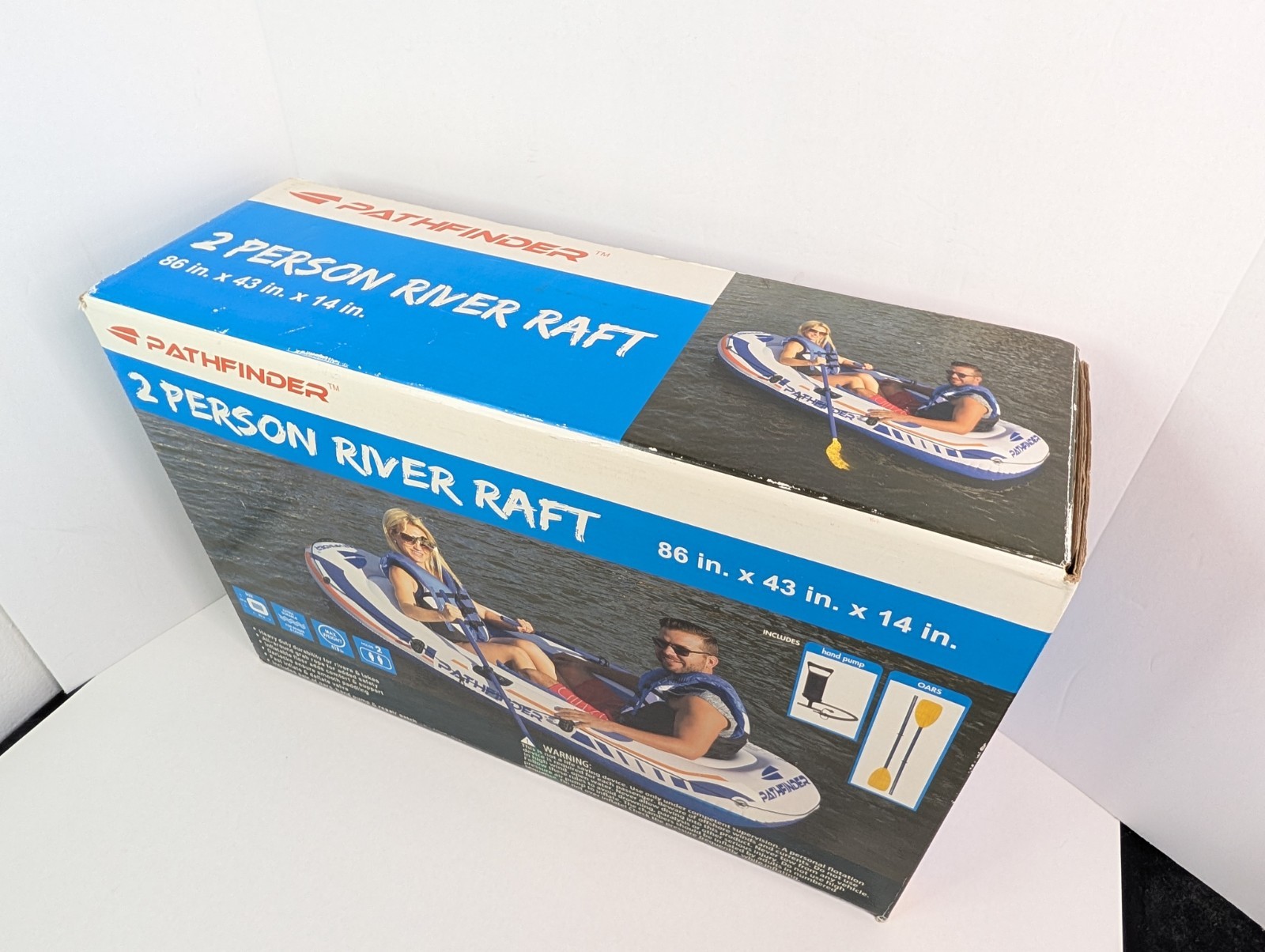 Pathfinder 4 Person Inflatable Raft Boat Pump 2 Oars Kayak River Rafting Beach