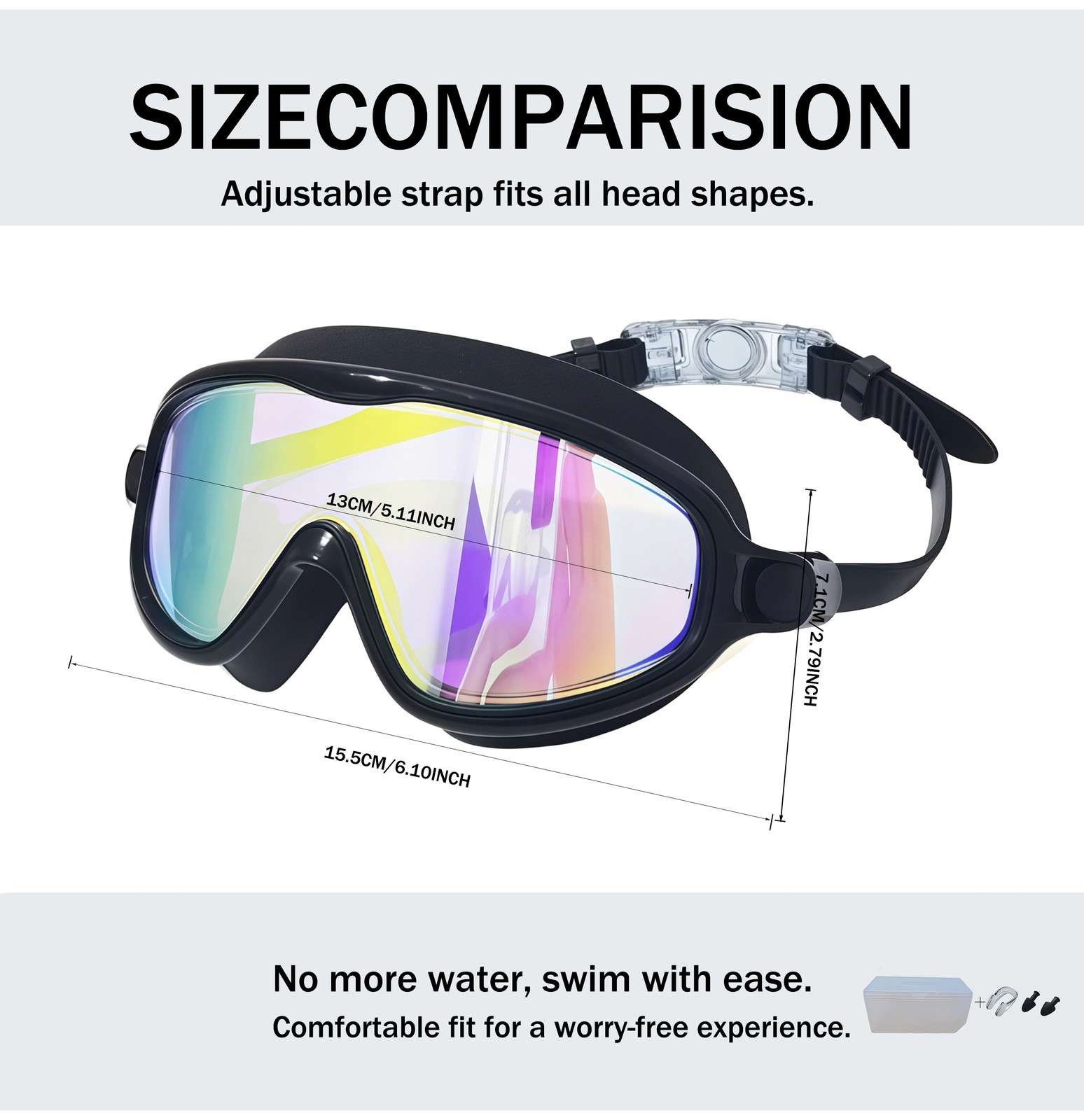 2 Pack Kids Swimming Goggles Wide View Anti Fog UV Protection Adjustable Strap