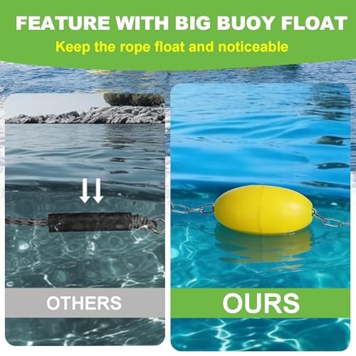 20″ Boat Tow Rope with Quick Connector for Tubing, 1-Pack-95inch Yellow-Green