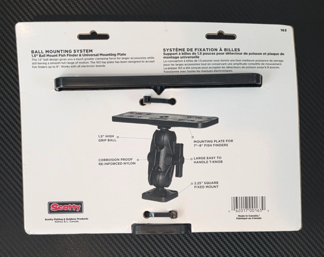 Scotty 163, 1.5″ Ball Mount with Fish Finder Universal Mounting Plate