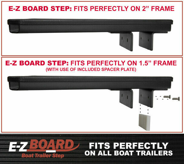 EZ Board, Steel-Constructed Boat Trailer Step, Fits 1.5 or 2 In. Trailer Frames