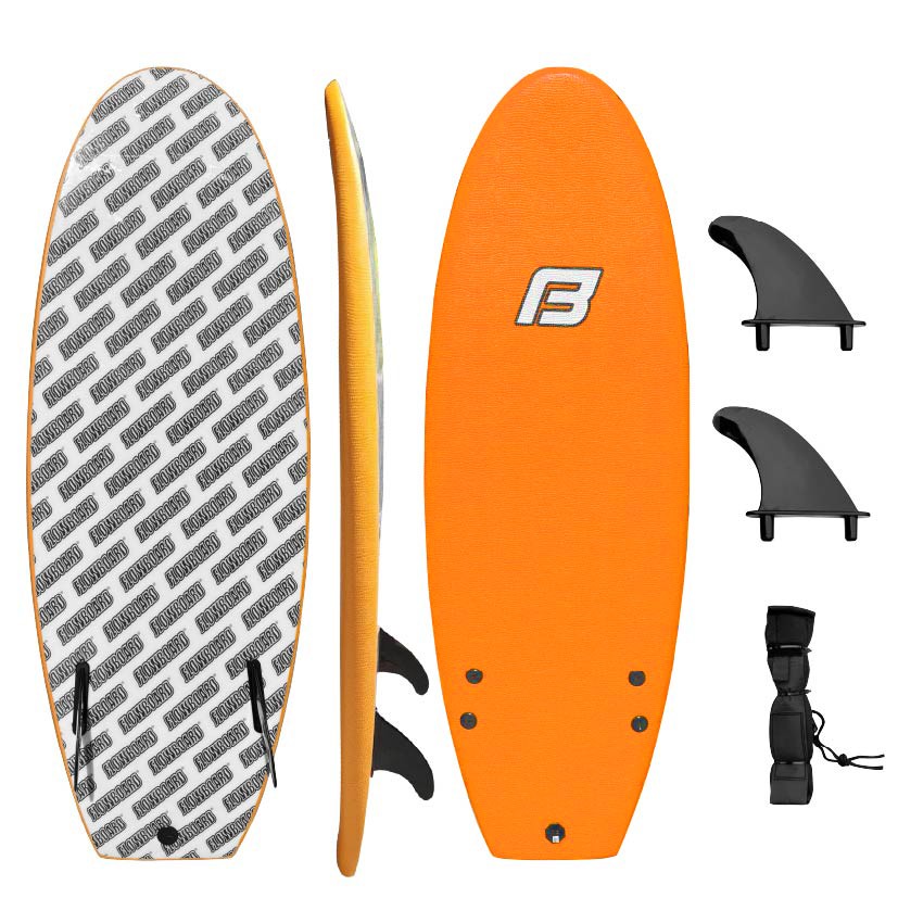 4’10” Beginner Softboard Surfboard Foam – Includes (2) Fins & 6FT Leash – Orange