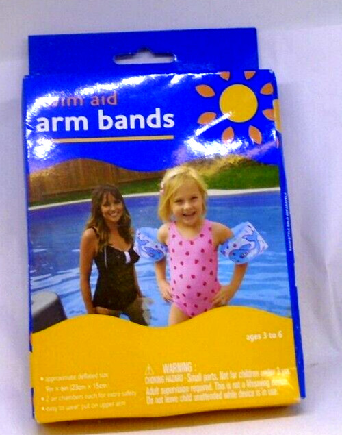 Swim Aid Arm bands Inflatable Water Safety Training floaties 3-6 yr Designs Vary