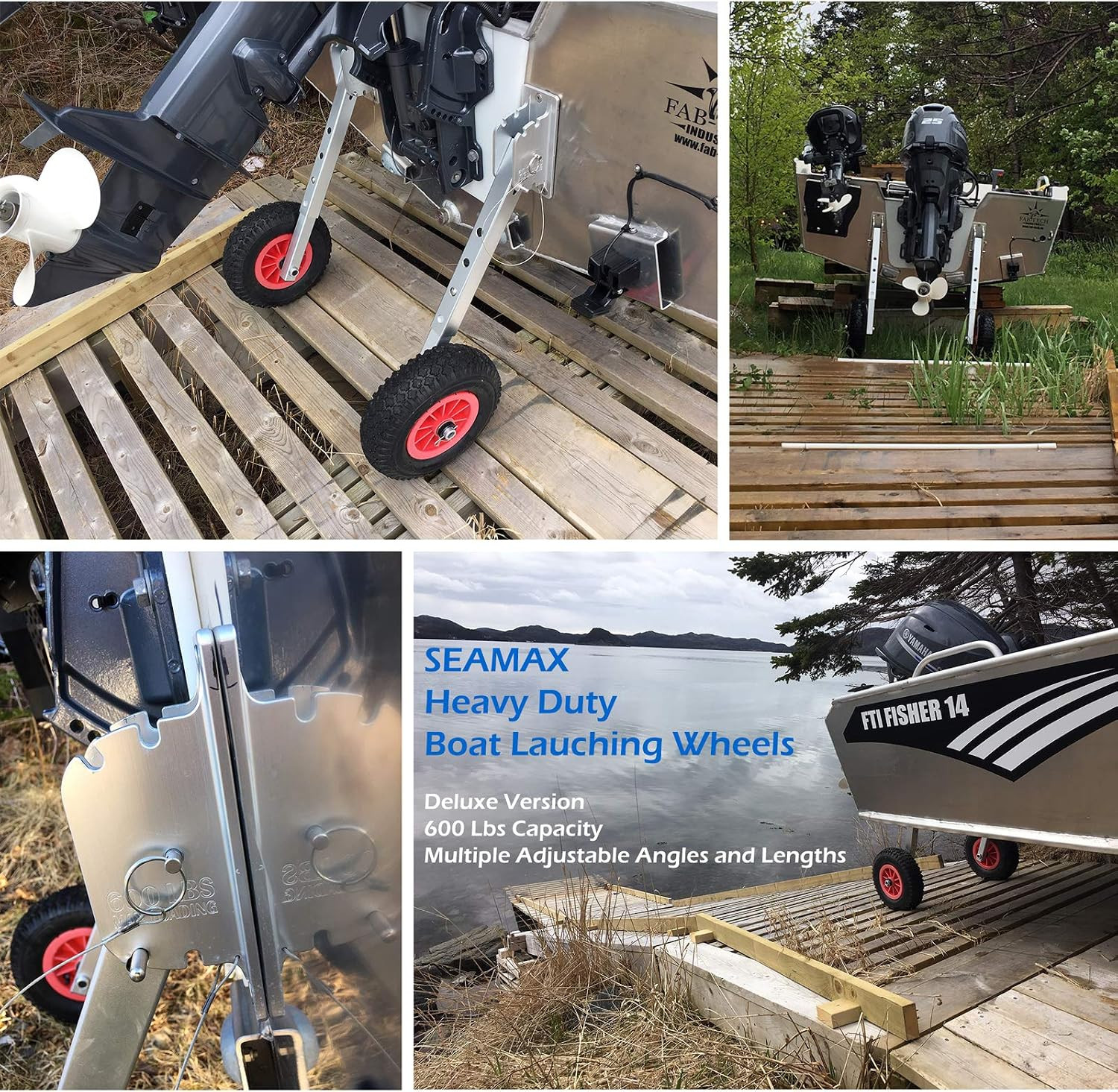 Deluxe 4 by 4 Boat Launching Dolly with 14″ Wheels System, Commercial Grade Qual