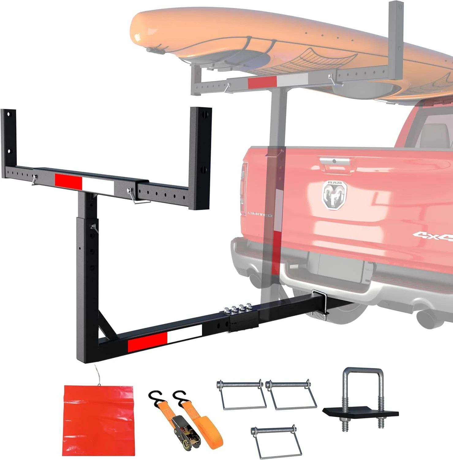 TRUSOON Upgrade Truck Bed Extender Hitch Mount, 2-in-1 Adjustable Kayak Hitch Ex