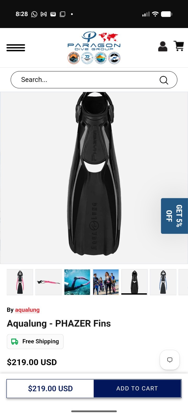 Aqualung Fins Phazer Small Dark Grey And Black