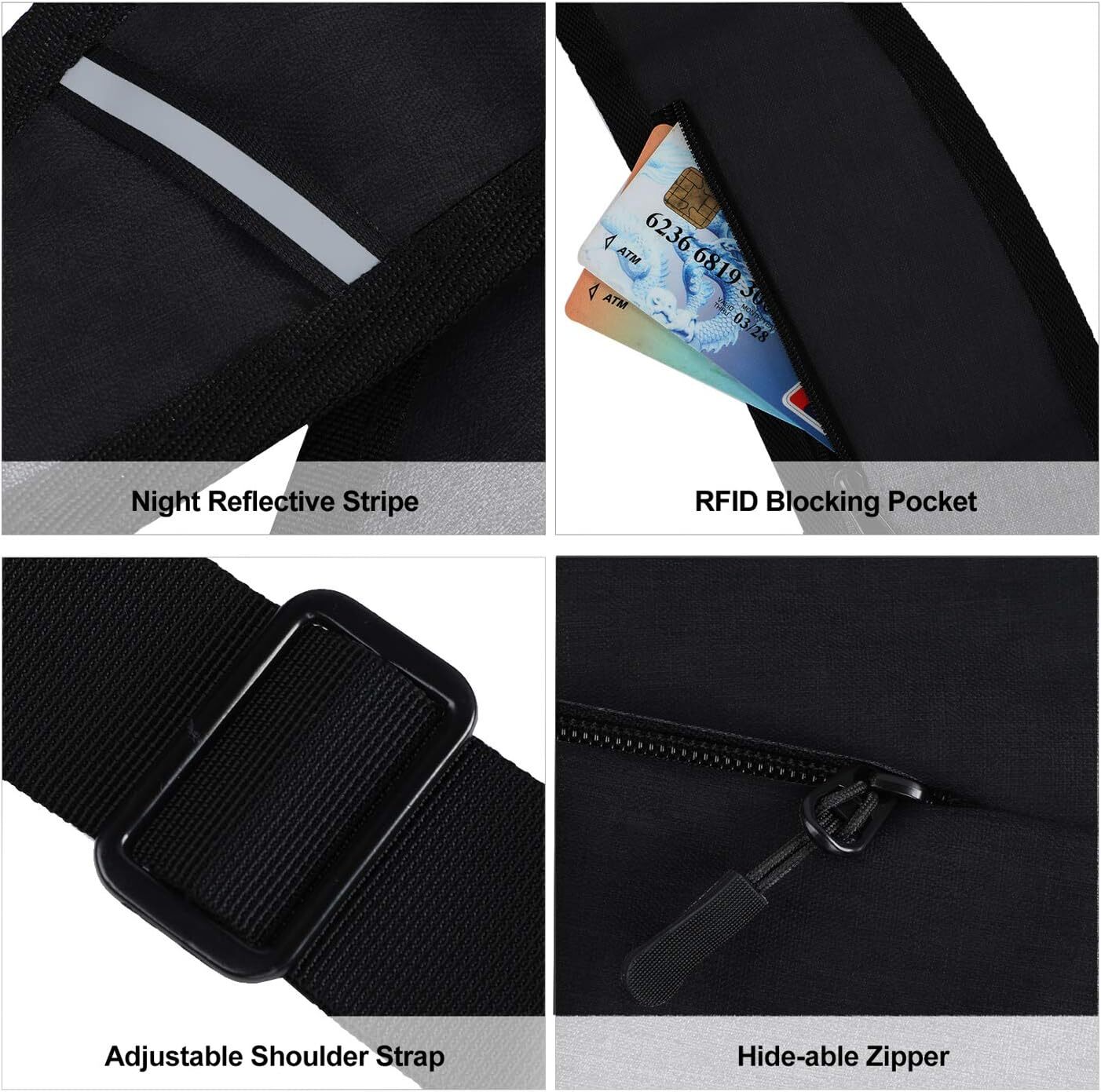 MAYMOONER Men Small Sling Shoulder Crossbody Bag Anti-theft One Strap Black