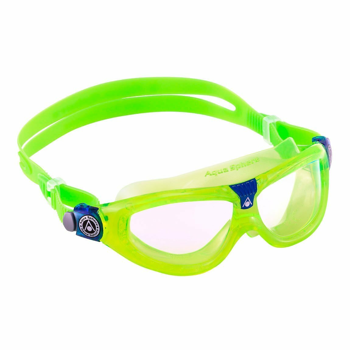 GREEN Aqua Sphere SEAL KID 2 Clear Lens Swim Class Goggles LIME Kid Mask 175310