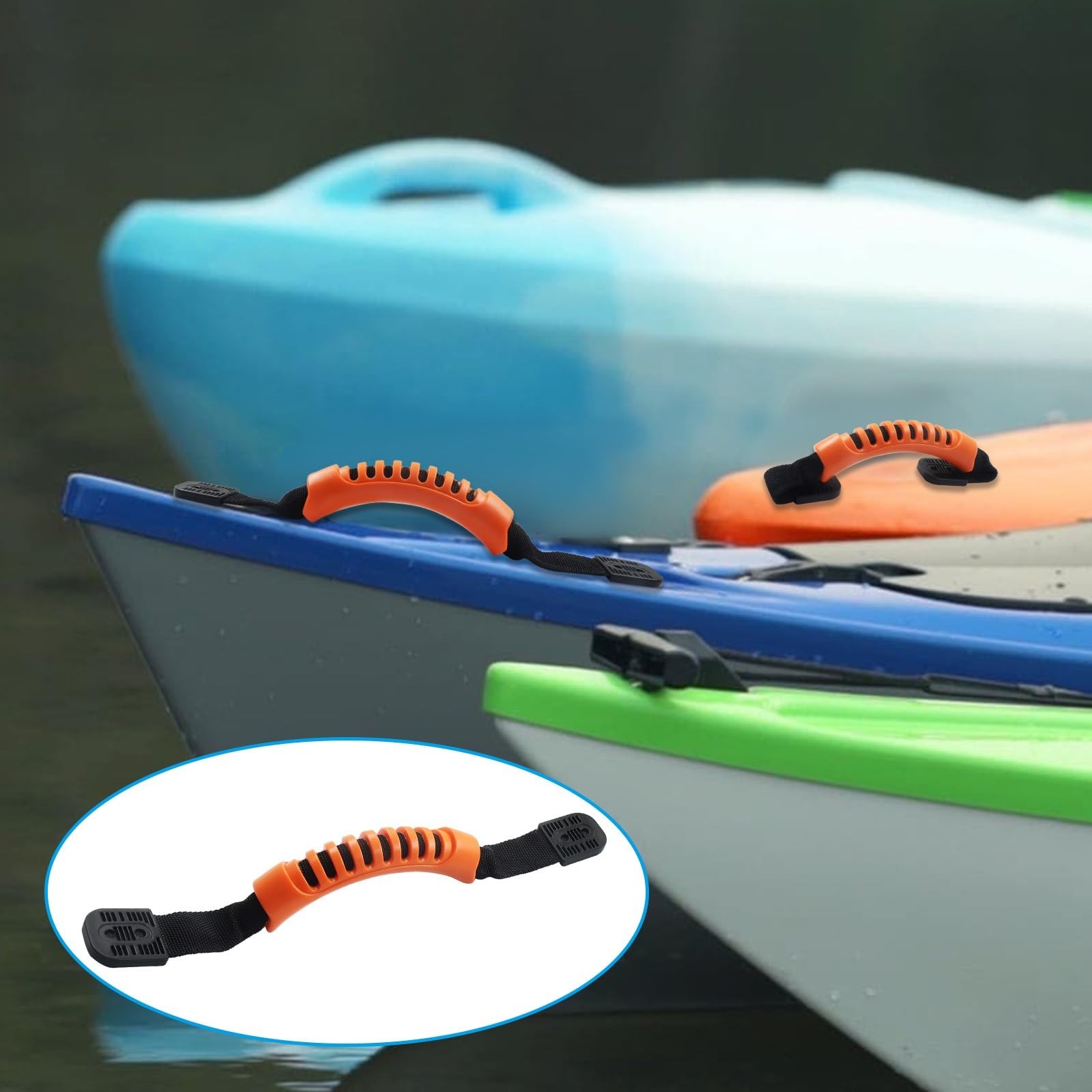 Kayak Carry Handle Replacement 2 Pack Universal Two Hole Grab Handles Black