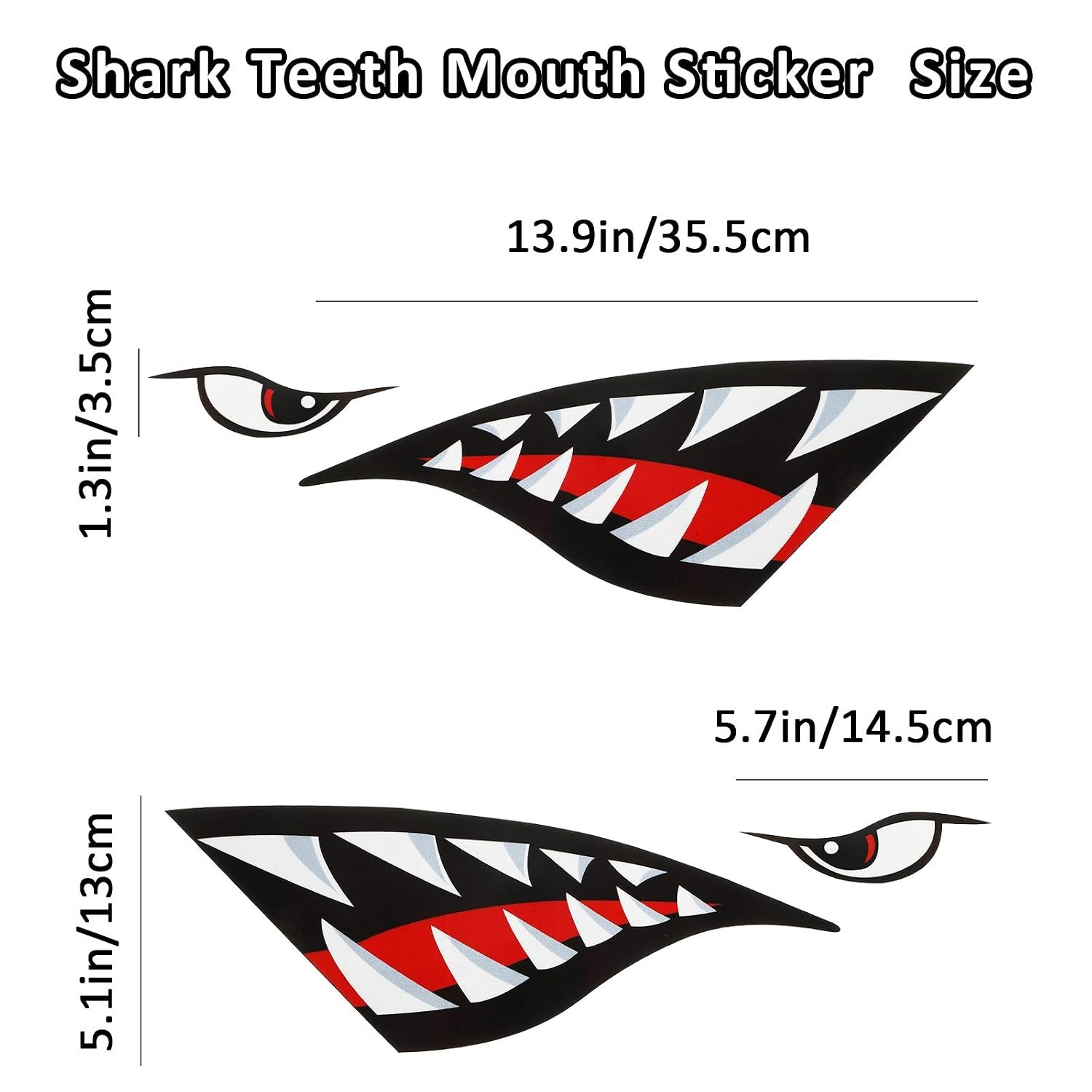 Tenare 4 Pcs Shark Teeth Mouth Kayak Stickers Decals Waterproof Flying Tiger Dec