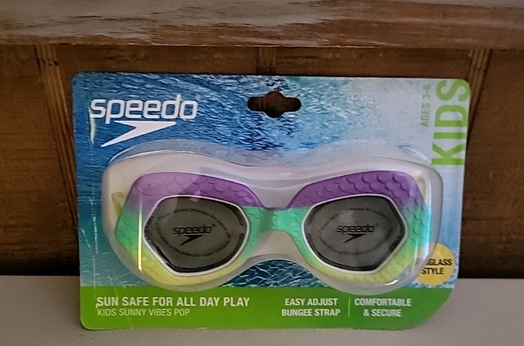 Speedo Kids Sunglass Swim Goggles Age 3-6 Anti Fog Easy Adjust UV New Sealed