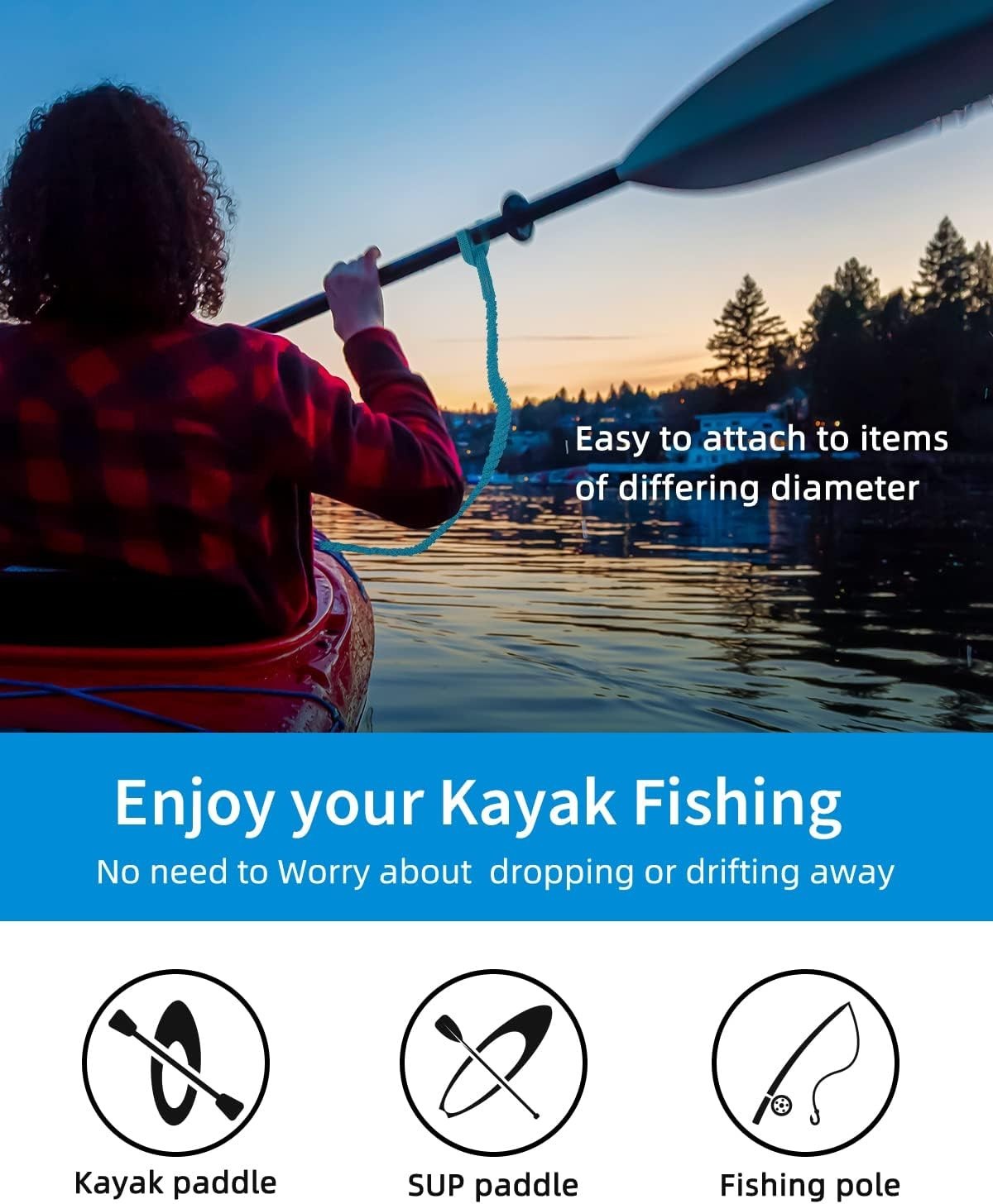 Kayak Paddle Leash Accessories for Kayaking Fishing Paddle Board