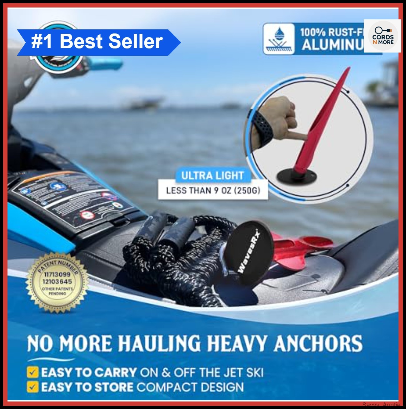 Aluminum Spike Beach Anchor Ultra-Light PWC Jet Ski Sand Anchor Boat Pontoon