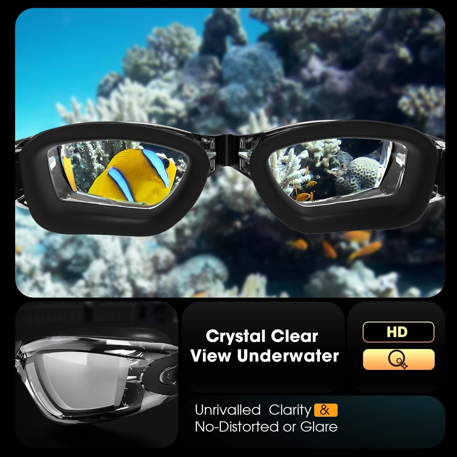 Swimming Goggles Adult Anti Fog UV Protection Open Water Swim Glasses