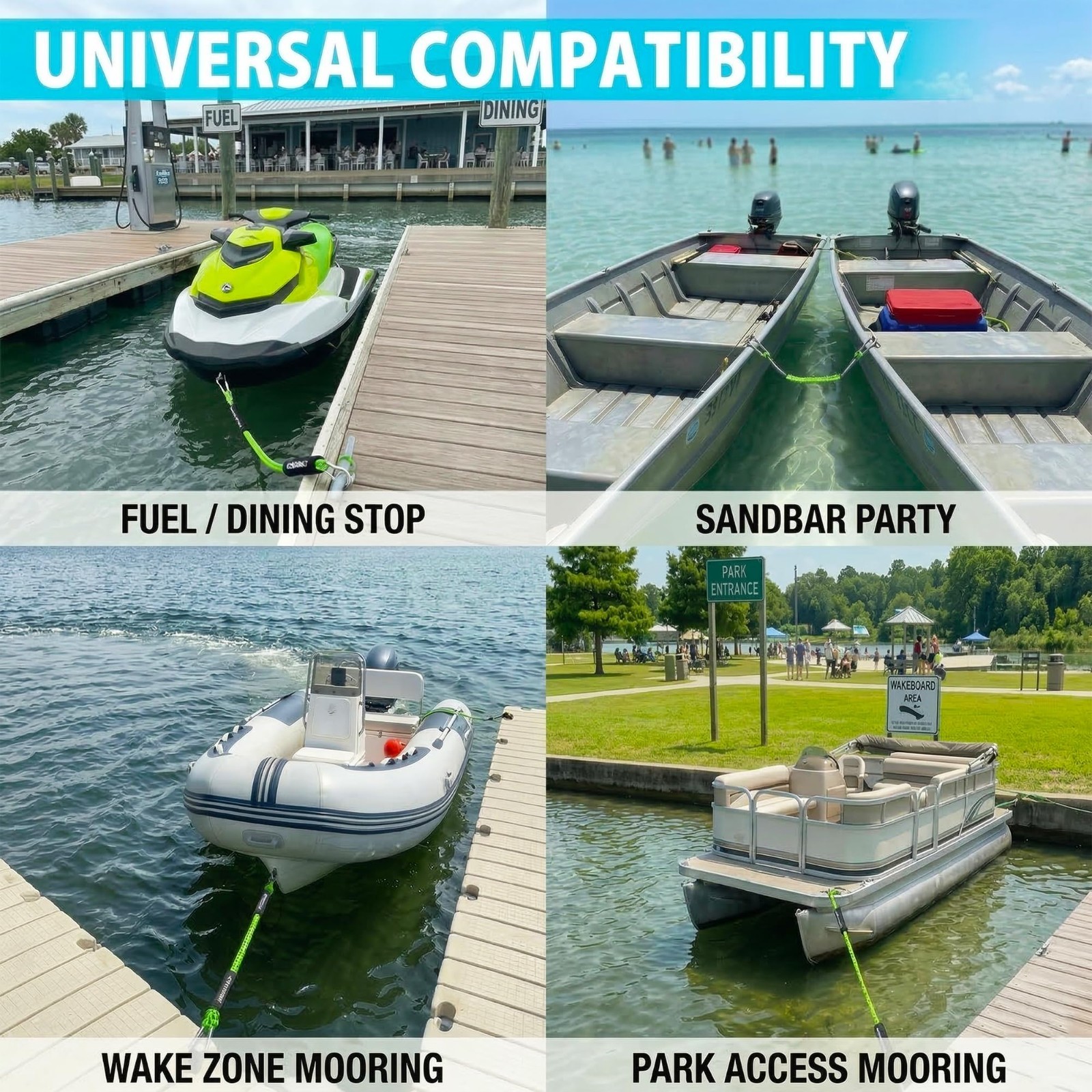 Bungee Dock Line for Jet Ski & Boat – 6-9ft Snubber Rope with Stainless Clips, 2