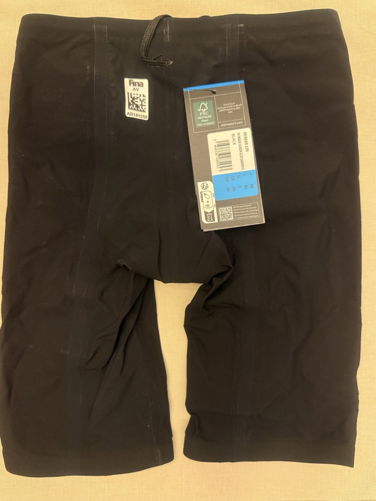 Arena Powerskin Carbon Glide Carbon Fiber Competitive Techsuit Size 26 Black