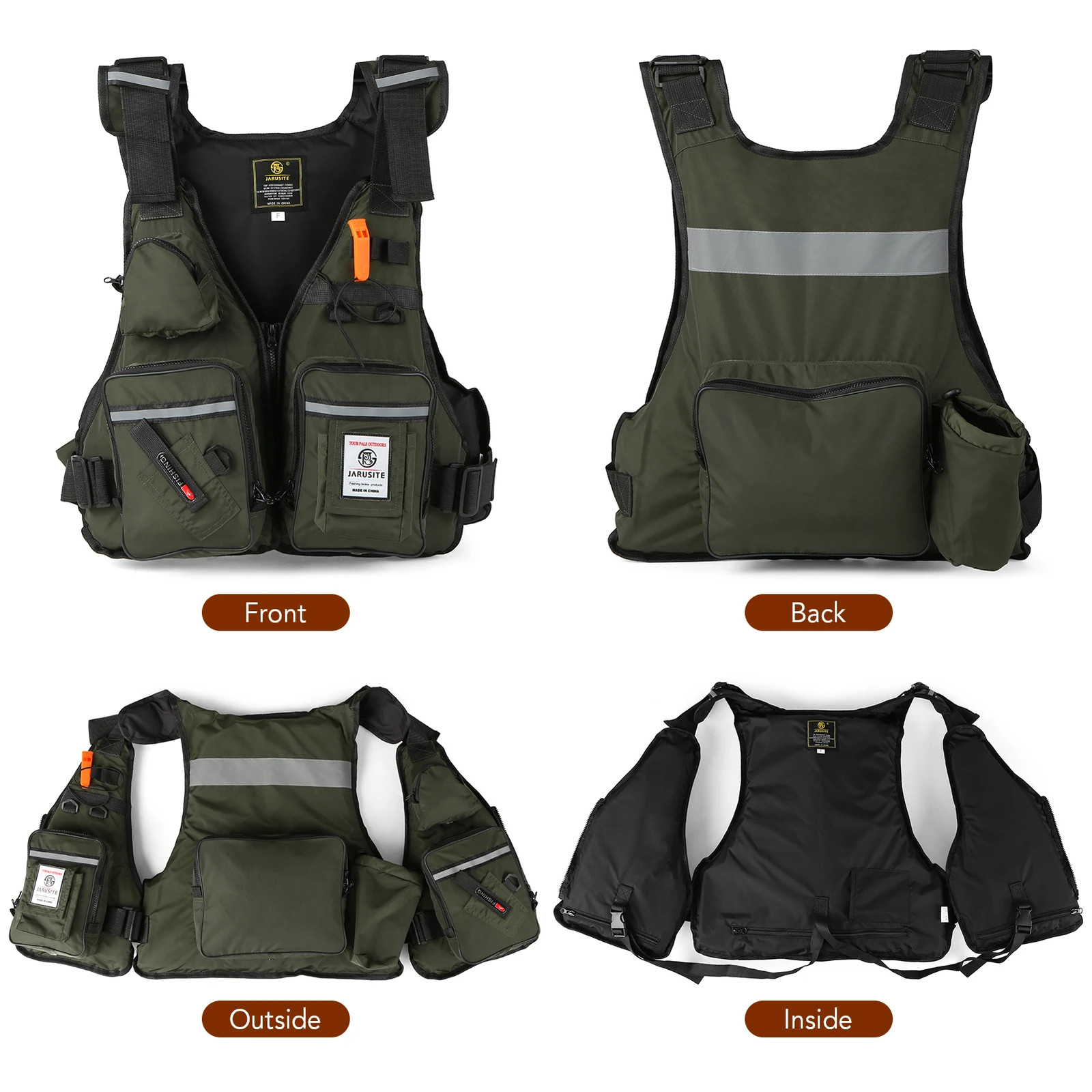 Men Professional Life Jacket Buoyancy Suit Portable Fishing Vest Multi-Pocket