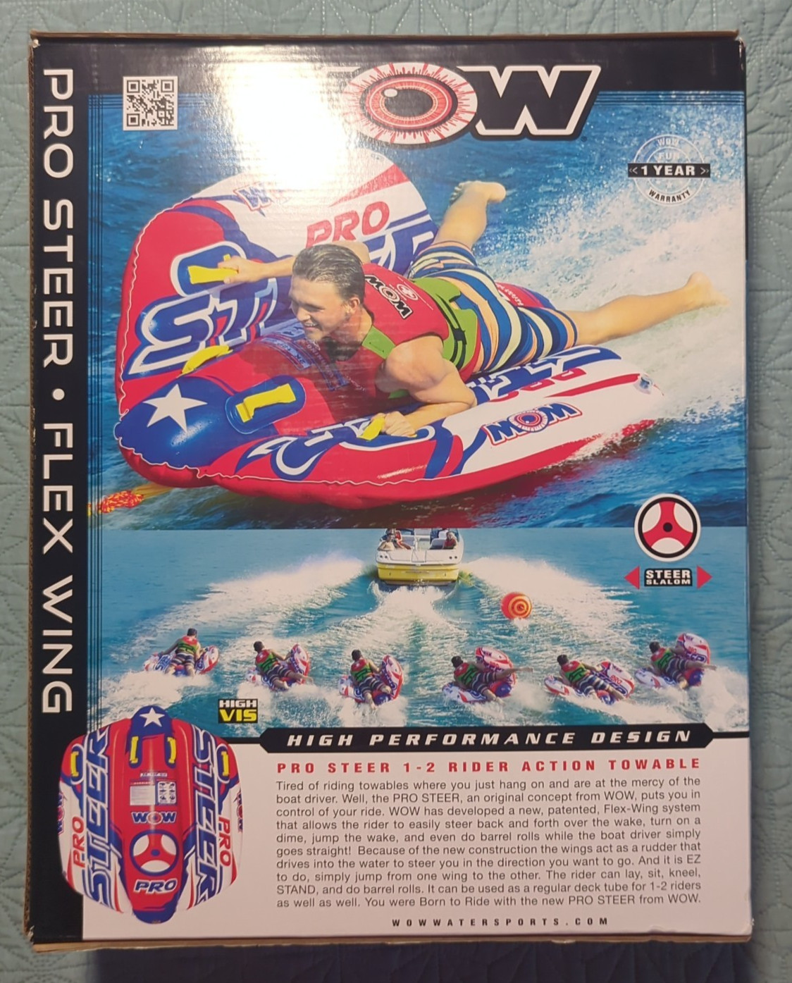 WOW Water Sports Pro Steer Flex Wing Inflatable Towable Tube 1-2 Riders NIB