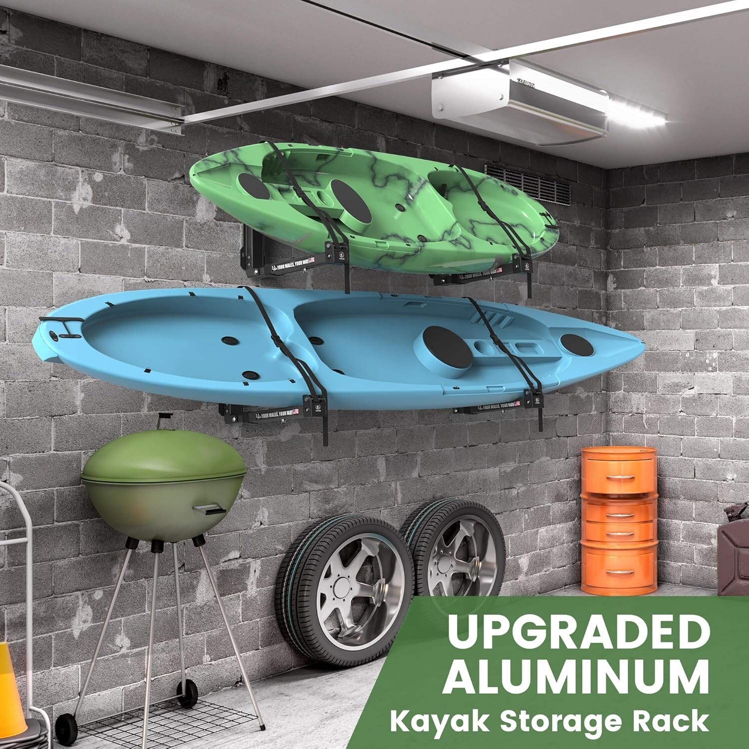 Foldable Kayak Wall Rack | Heavy-Duty 9.5-13.8″ Kayak Storage Rack Hanger