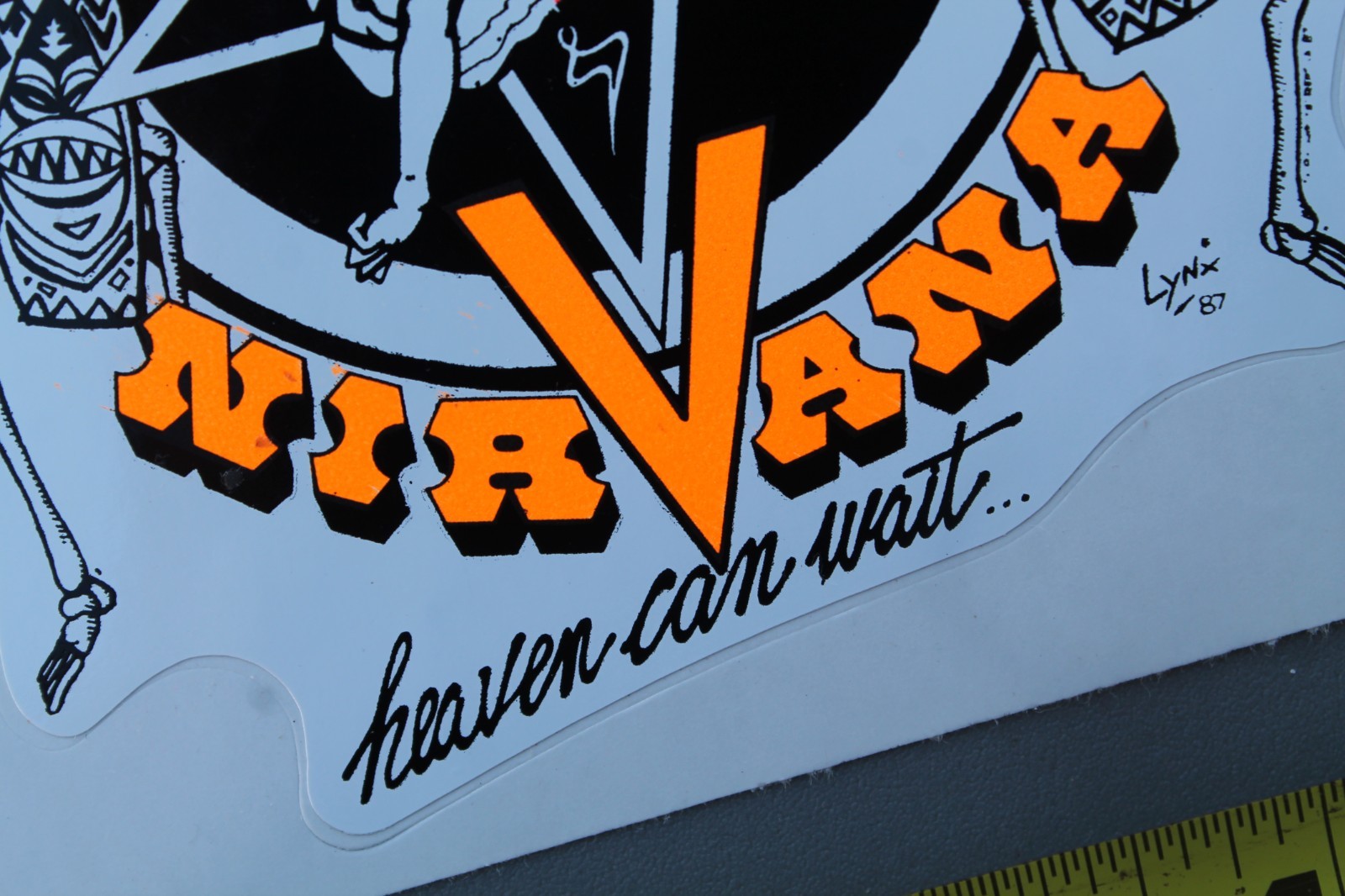 Nirvana Surfboards Neon Orange 80’s Pentagram Skulls V4A Vintage Surfing STICKER