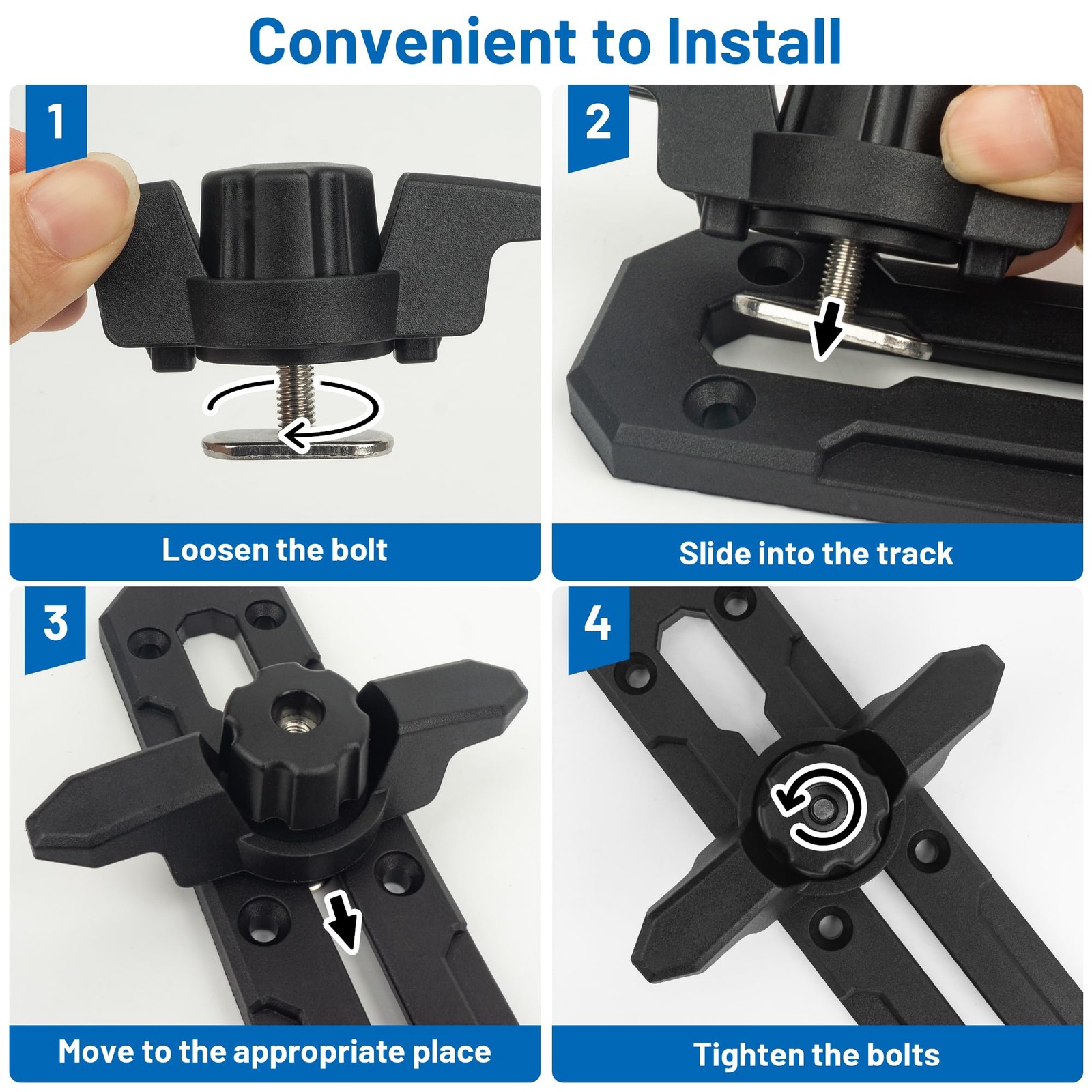 Omoojee Kayak Track Mount Anchor Cleat, Rope Cleat for 2 Pack, Black