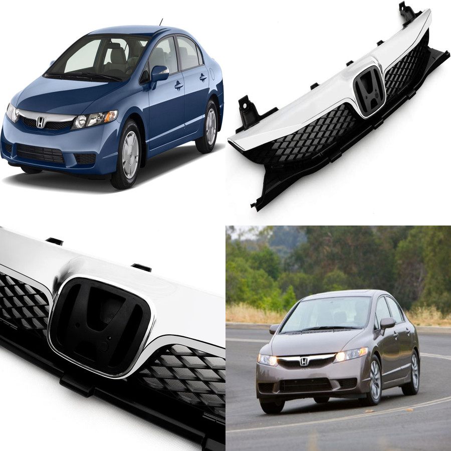 Front Bumper Upper Grill Grille For Honda Civic Sedan 2009 2010 2011 Replacement