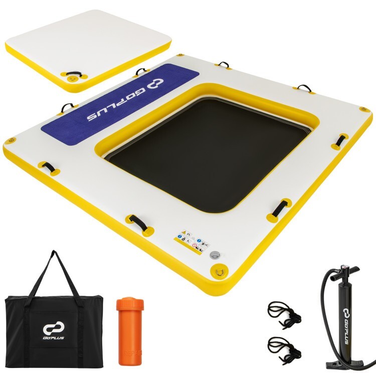 8′ x 8′ Inflatable Floating Dock Platform 3 People & Mesh Swim Lounge, Carry Bag
