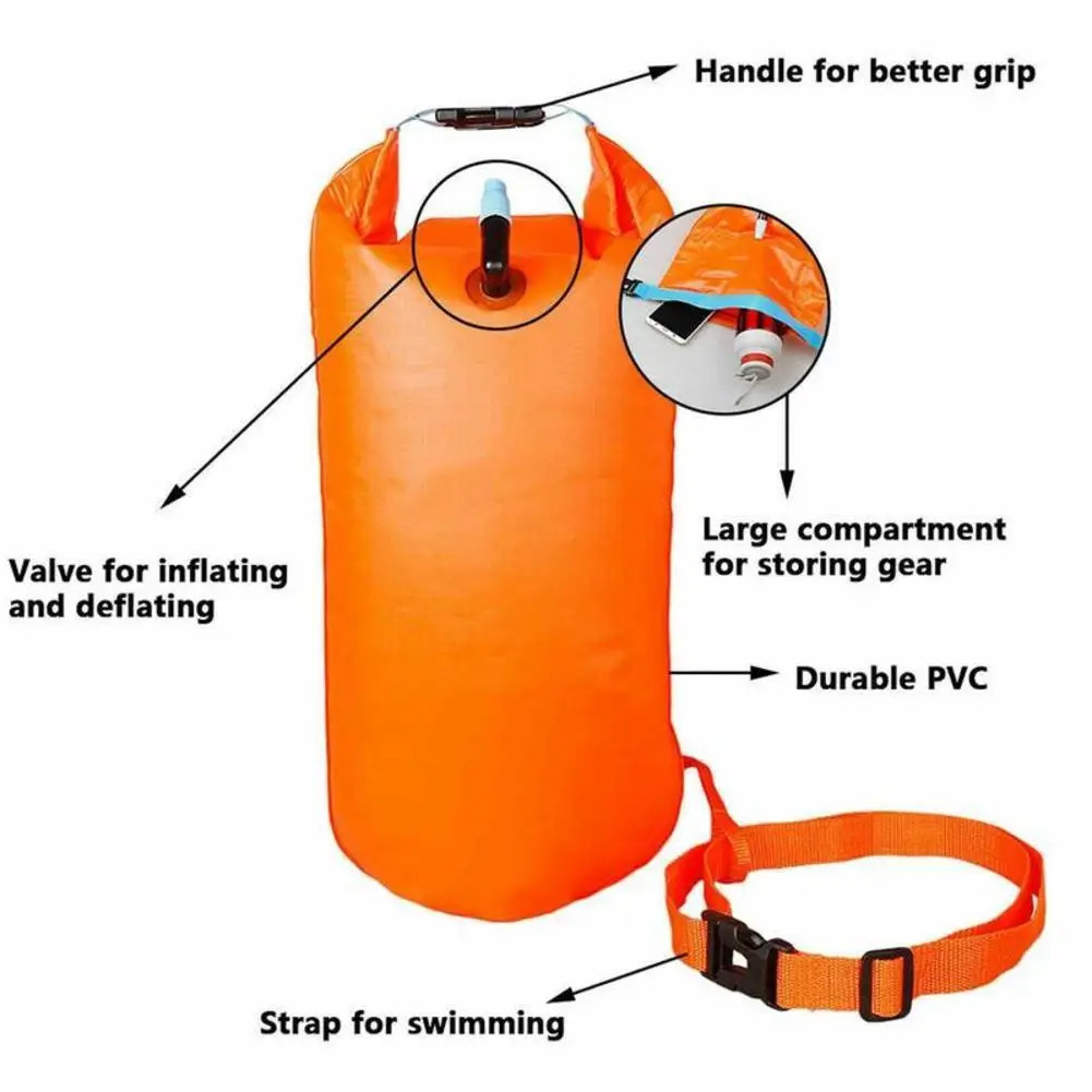 Outdoor Safety Swimming Buoy – Waterproof PVC Float Bag with Waist Belt & Storag