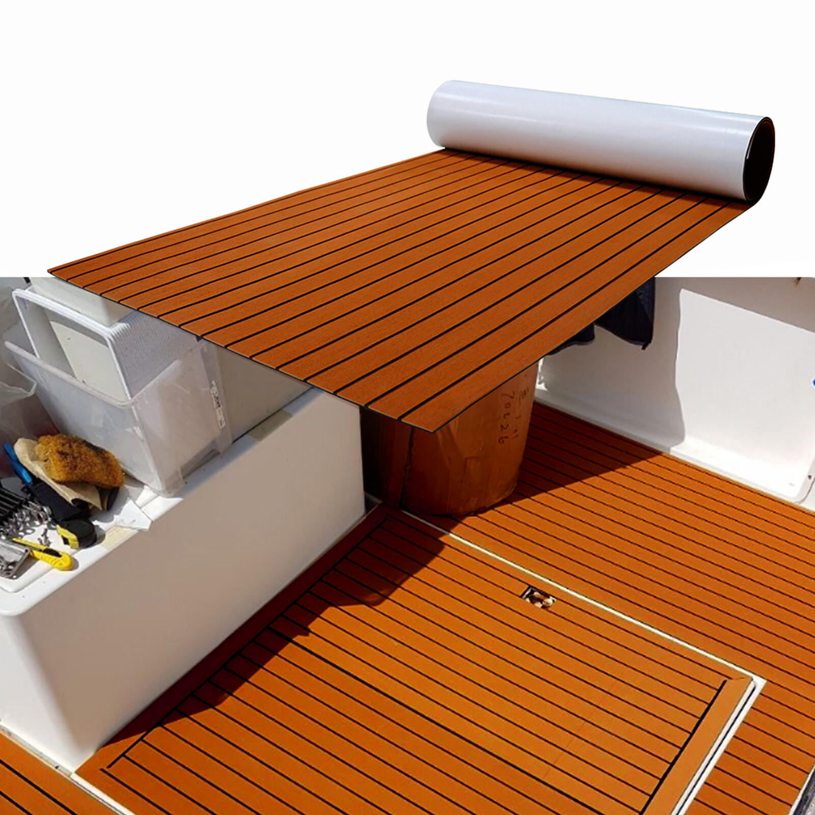 94.5″ X 35.4″ EVA Foam Boat Decking Sheet Mat Faux Teak Marine Yacht Flooring