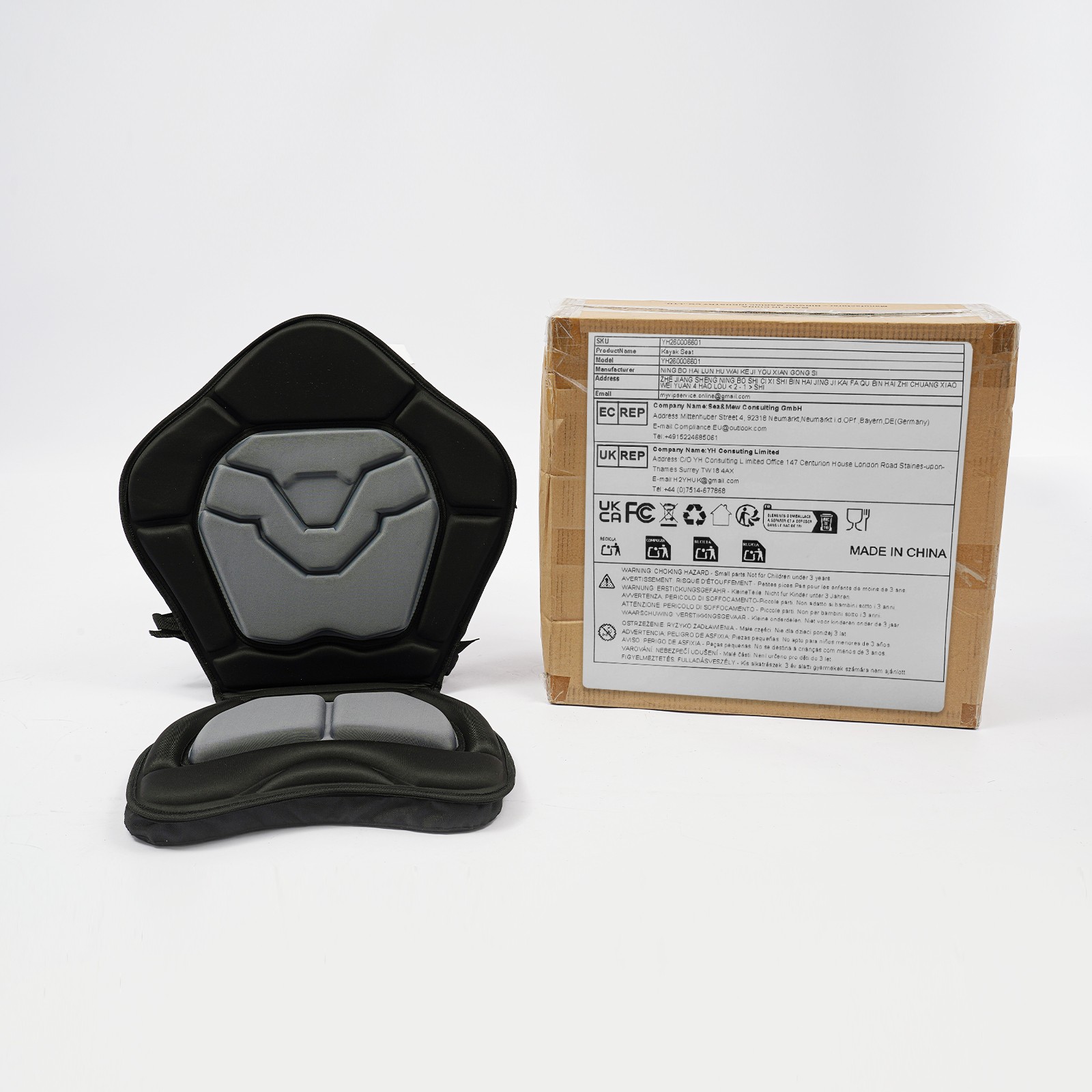EVA 50mm-thick Kayak Ergonomic Cushion Seat with water-repellent Storage Bag