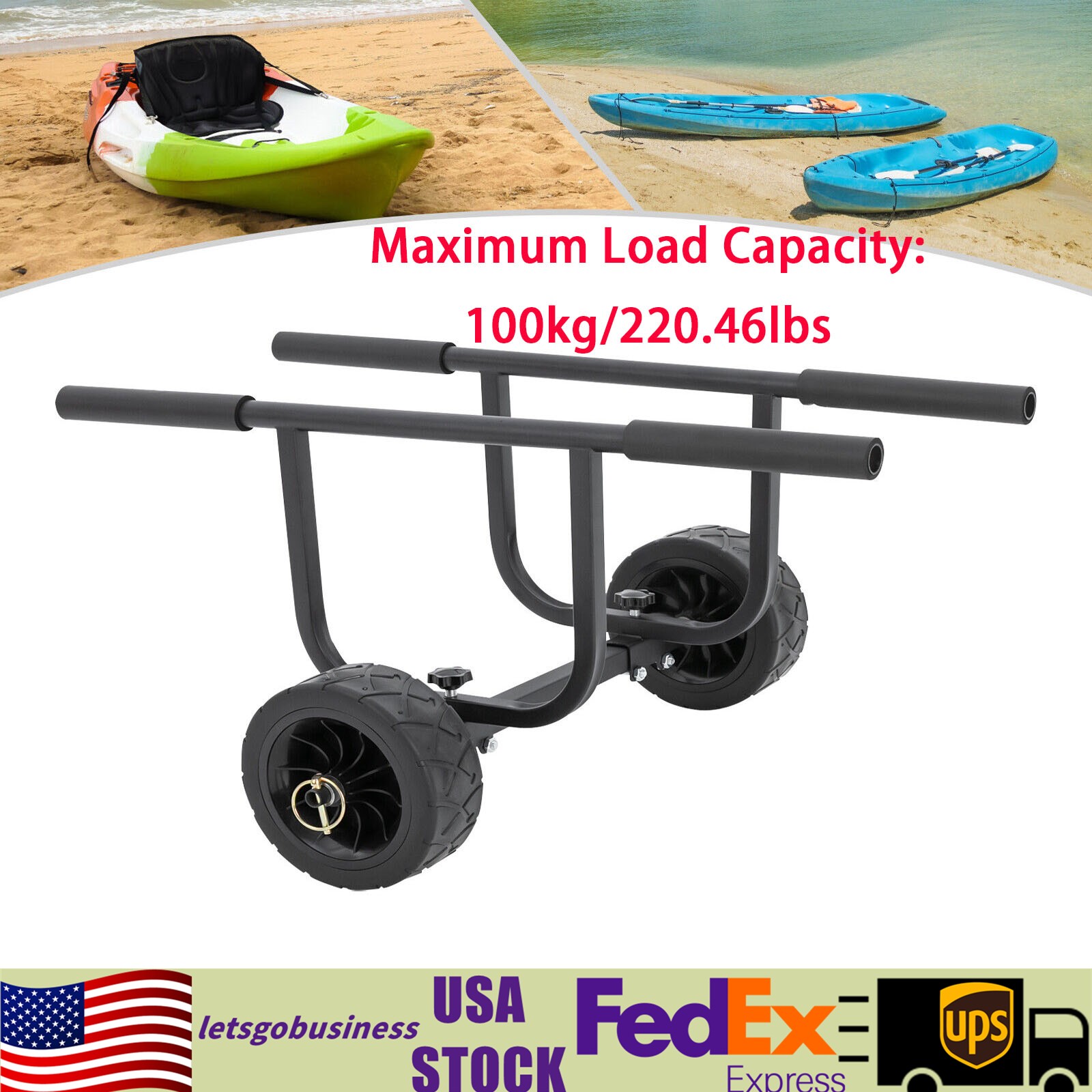 Kayak Canoe Boat Carrier Dolly Trailer Tote Trolley Transport Cart Wheel